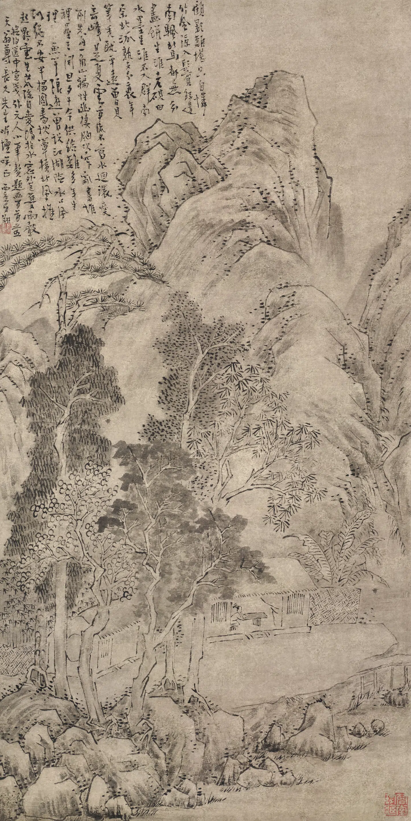 清代【高翔】《山斋读书图轴》