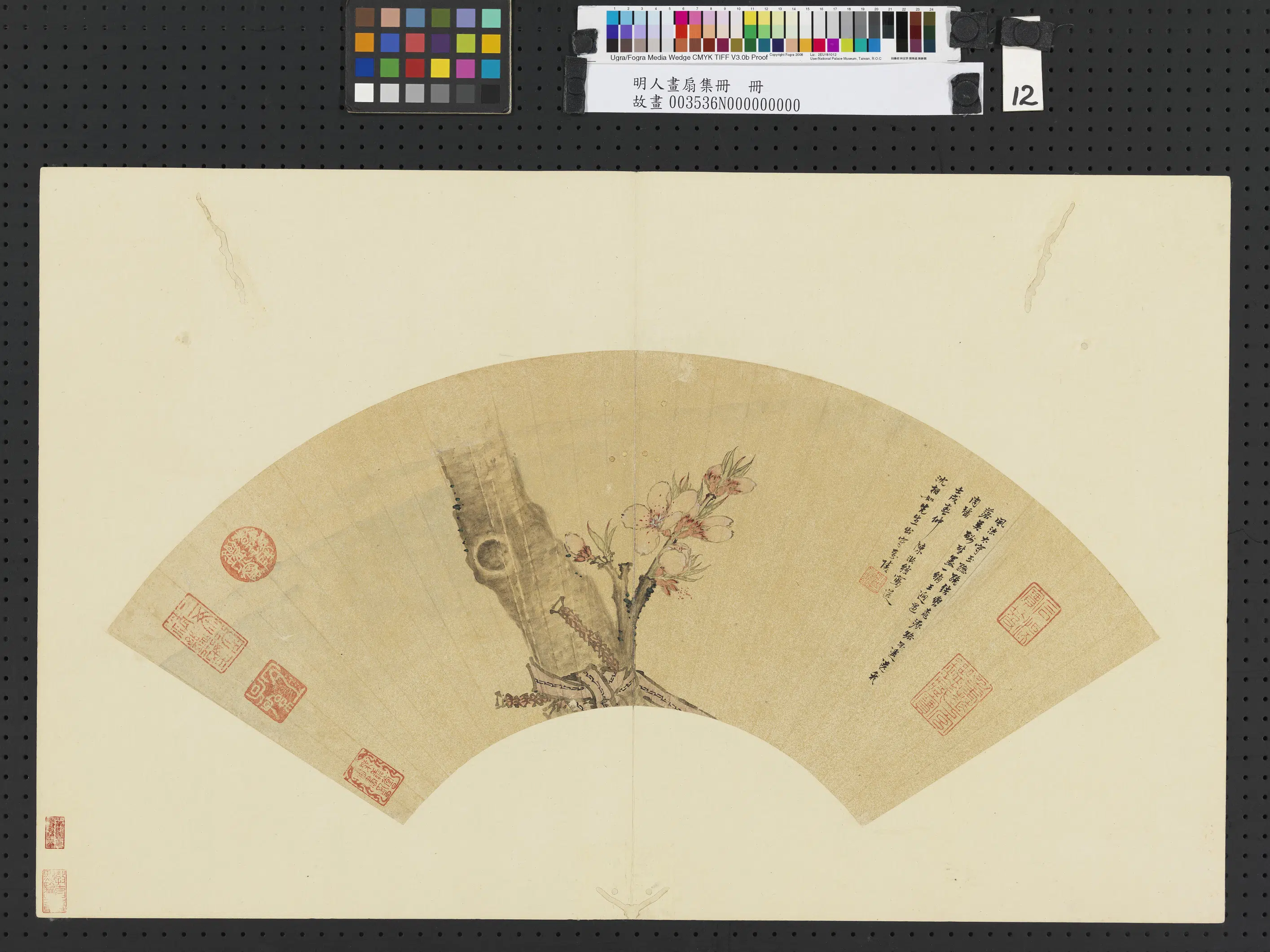 明朝【陈洪绶】《明人画扇集册册-着色桃花》