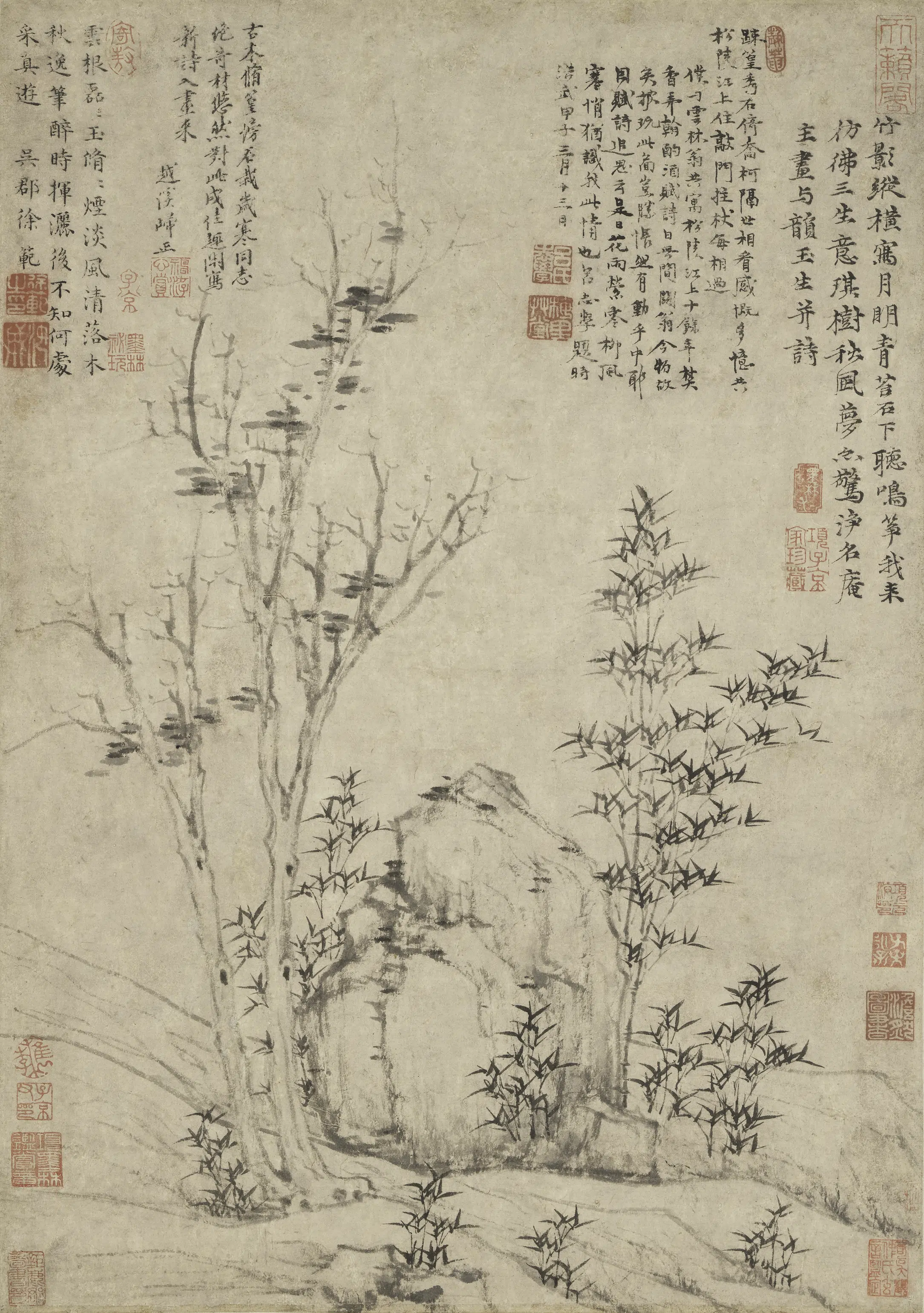 元朝【倪瓒】《琪树秋风图轴》