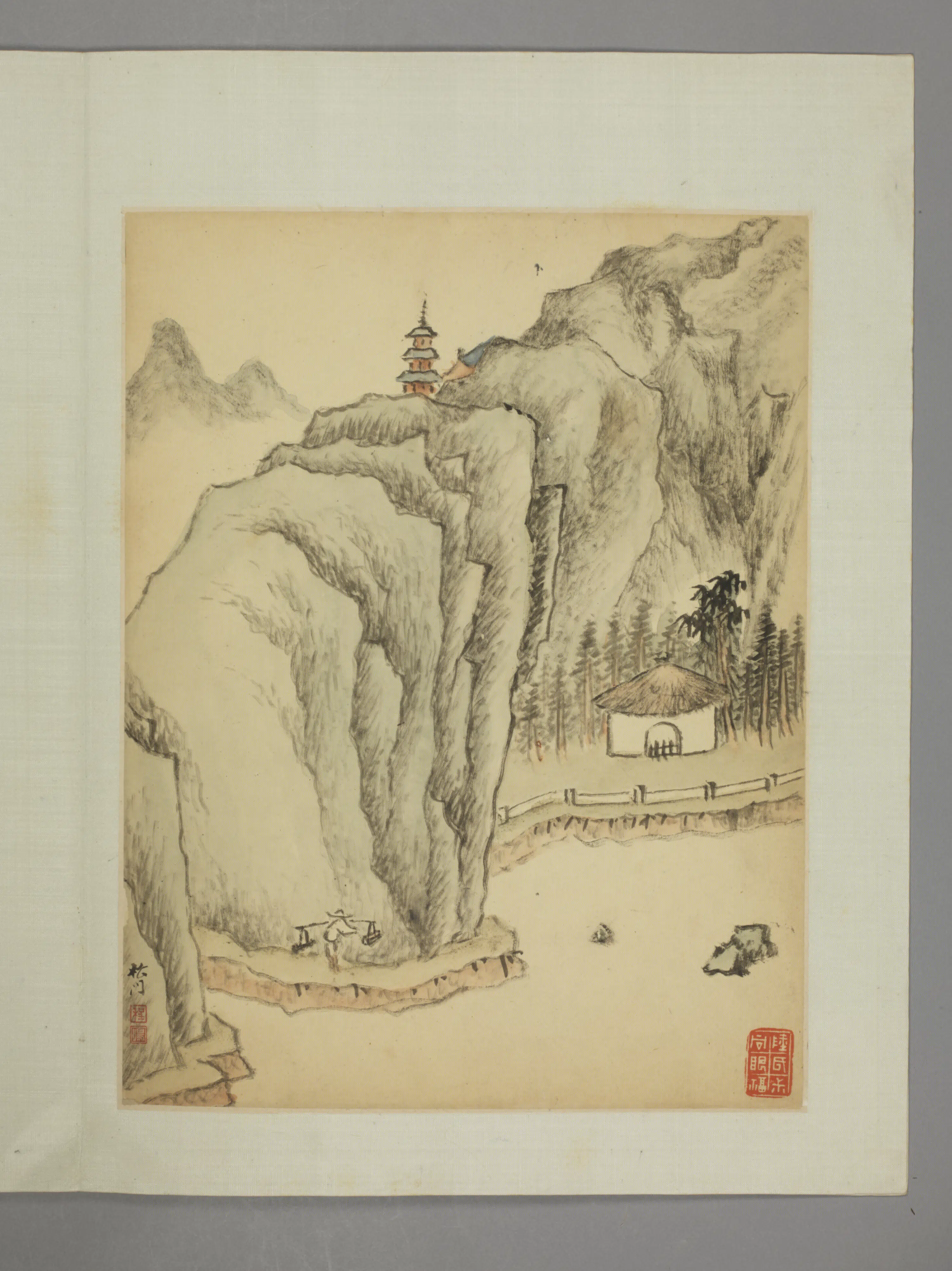 清代【程鸣】《山水册（12开）》 第4张