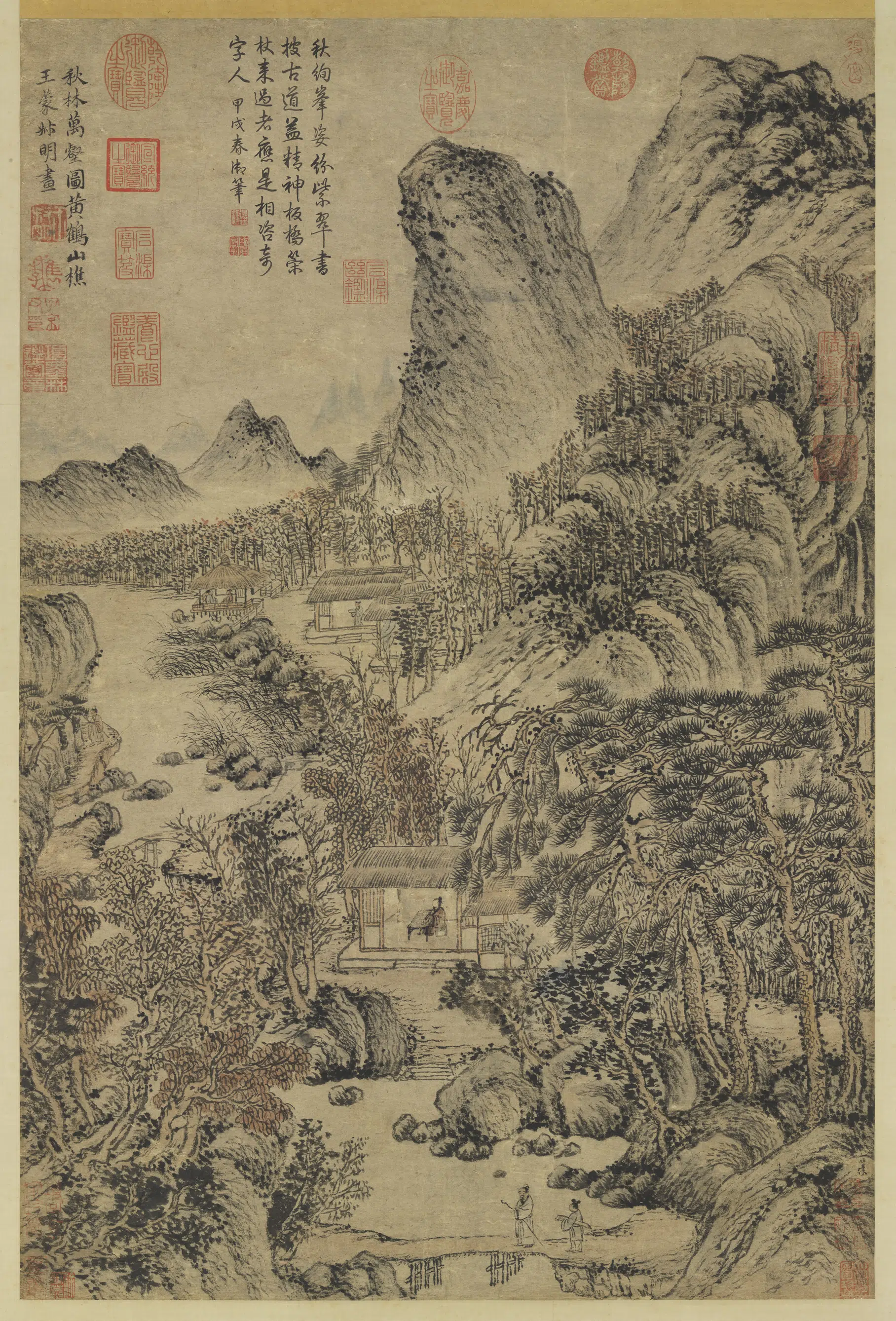 元朝【王蒙】《秋林万壑图轴》