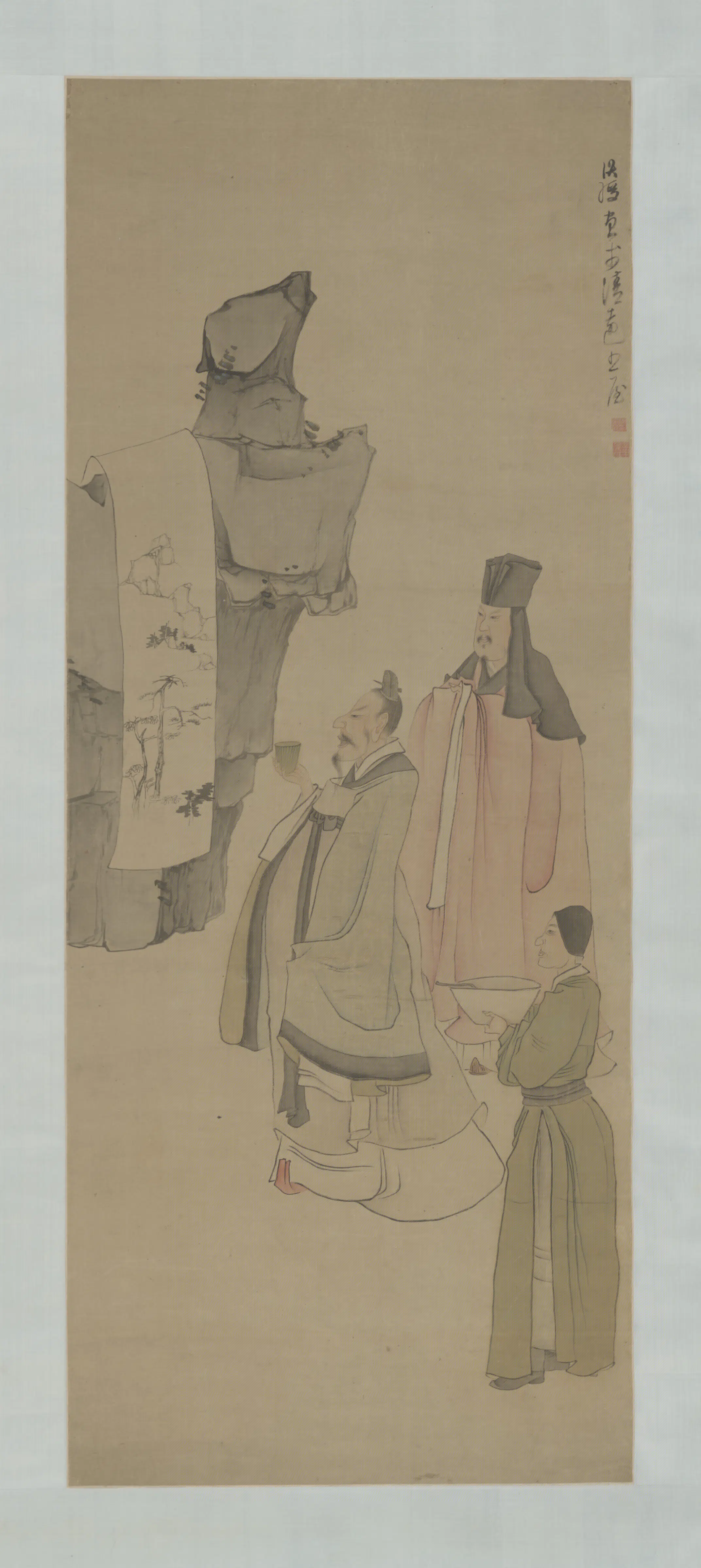 明朝【陈洪绶】《观画轴》