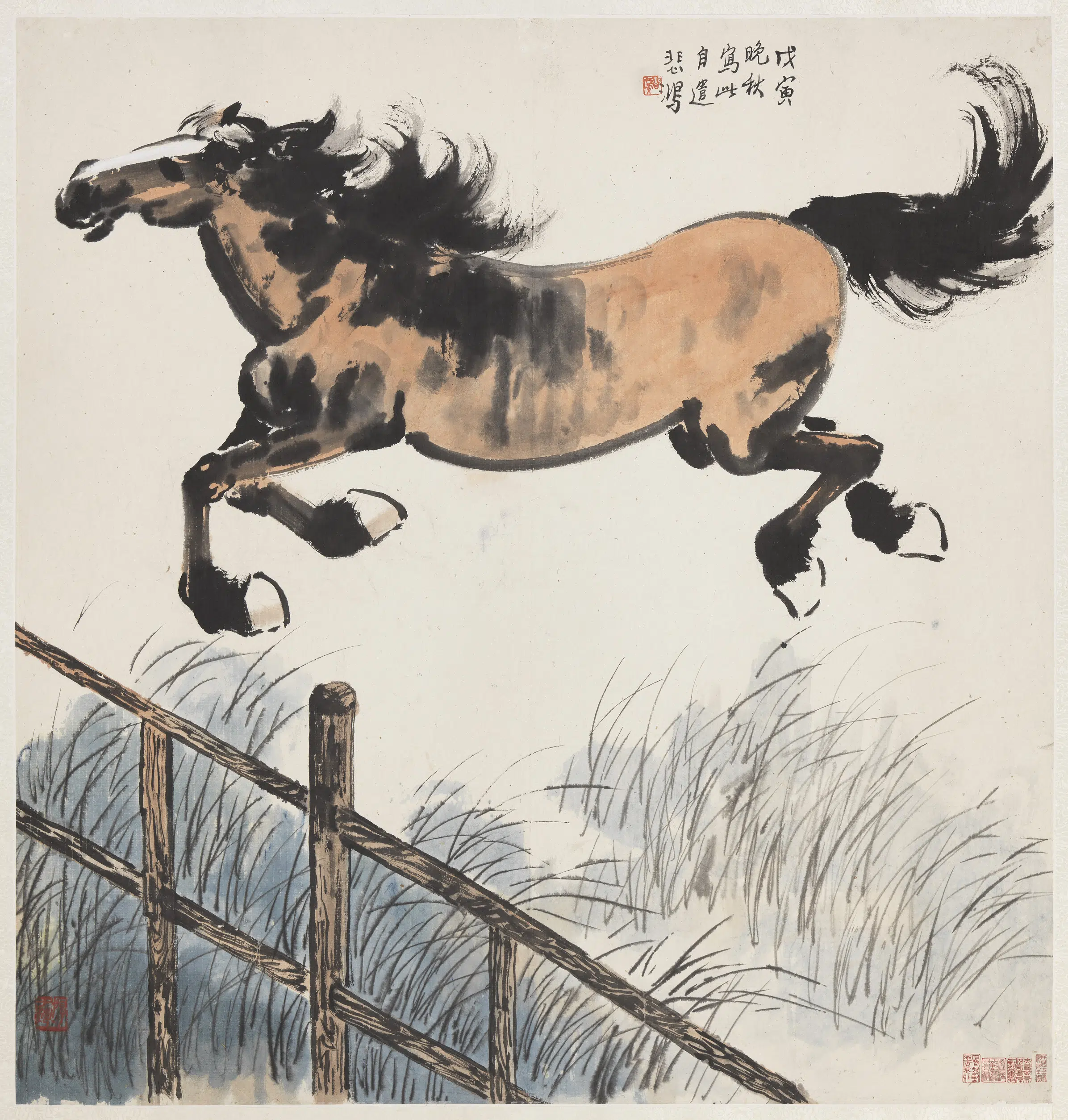 近现代【徐悲鸿】《奔马行空单片》