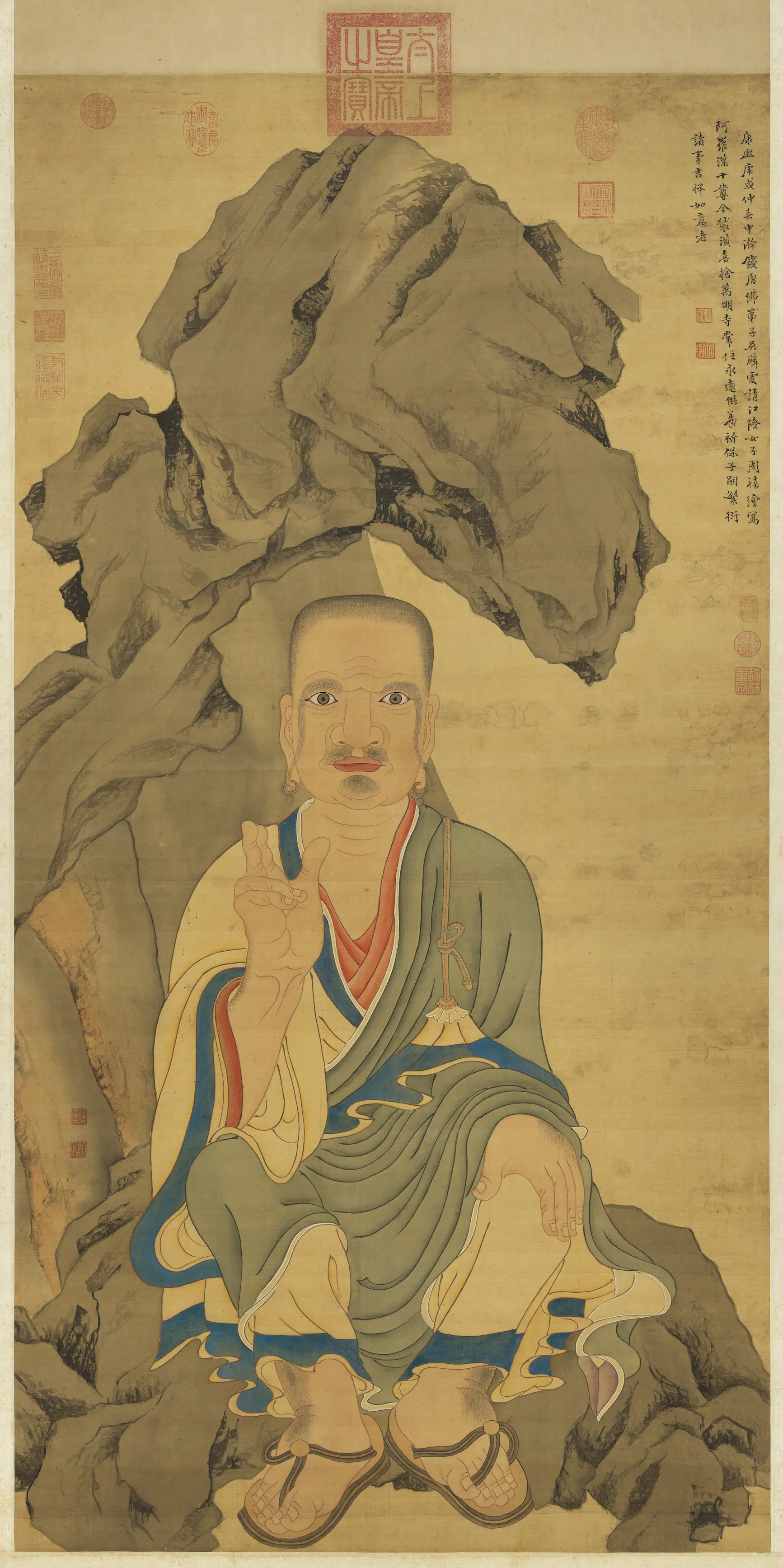 清代【周禧】《画罗汉（乙）图轴》