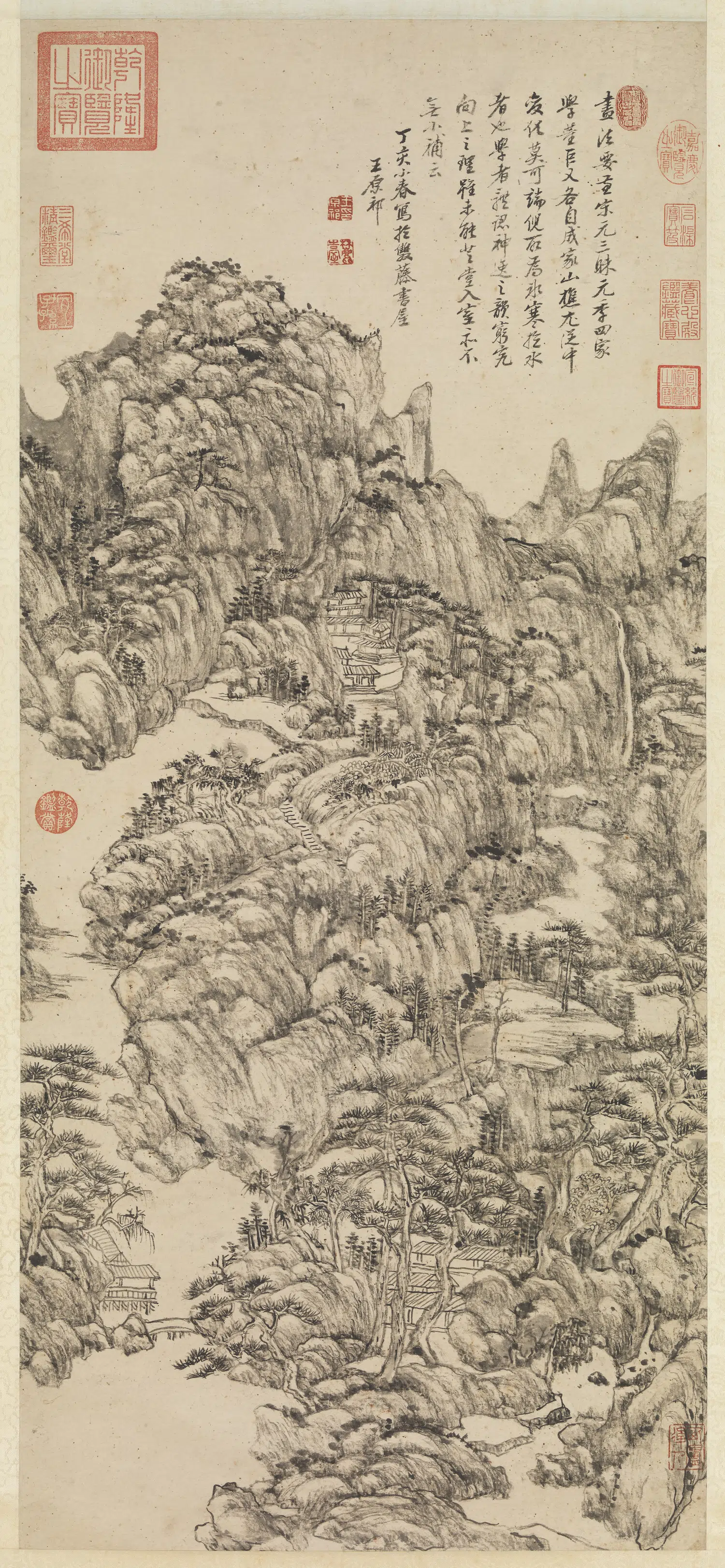 清代【王原祁】《仿王蒙笔意图轴》