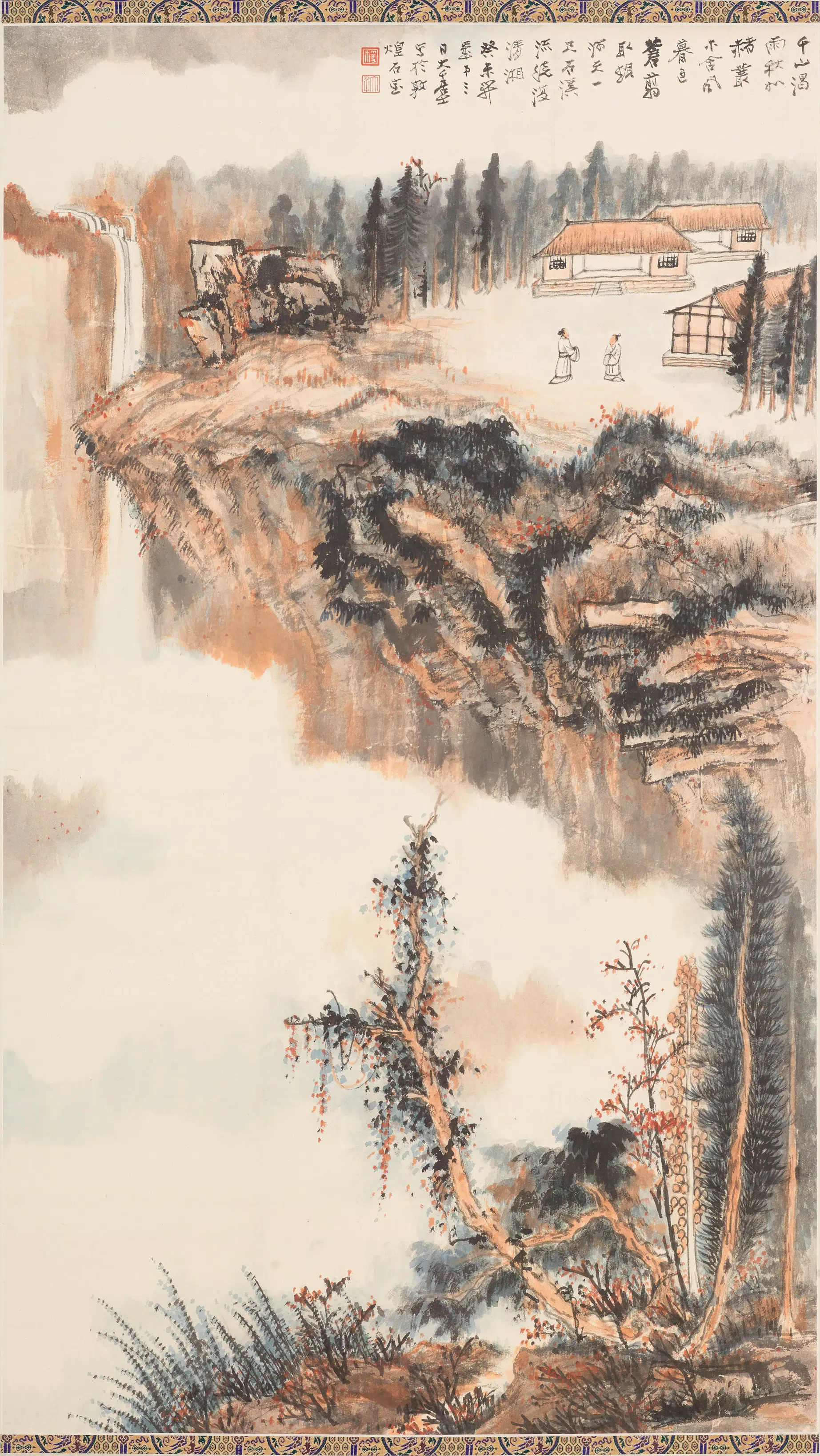 近现代【张大千】《秋山图轴》