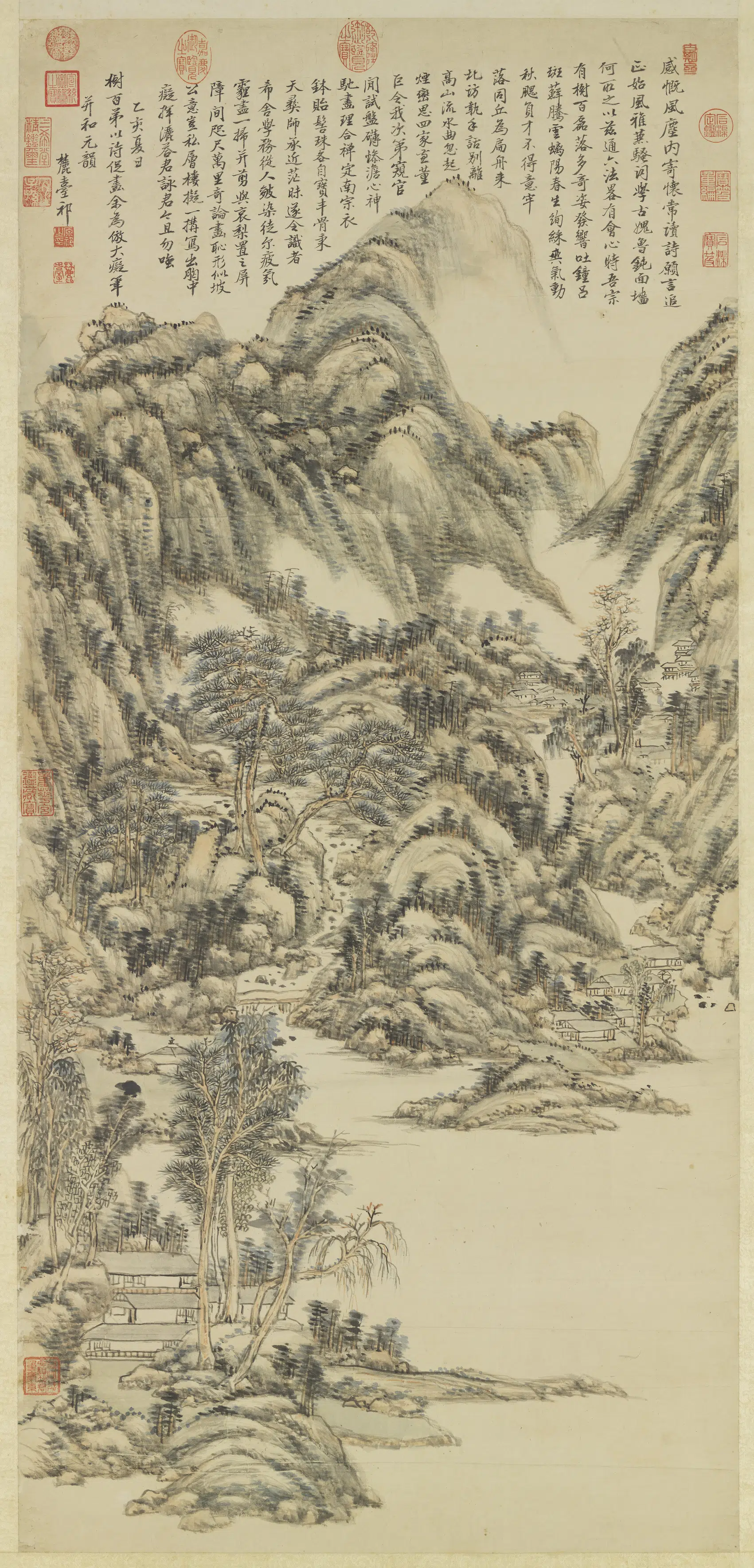 清代【王原祁】《仿黄公望山水图轴-2》