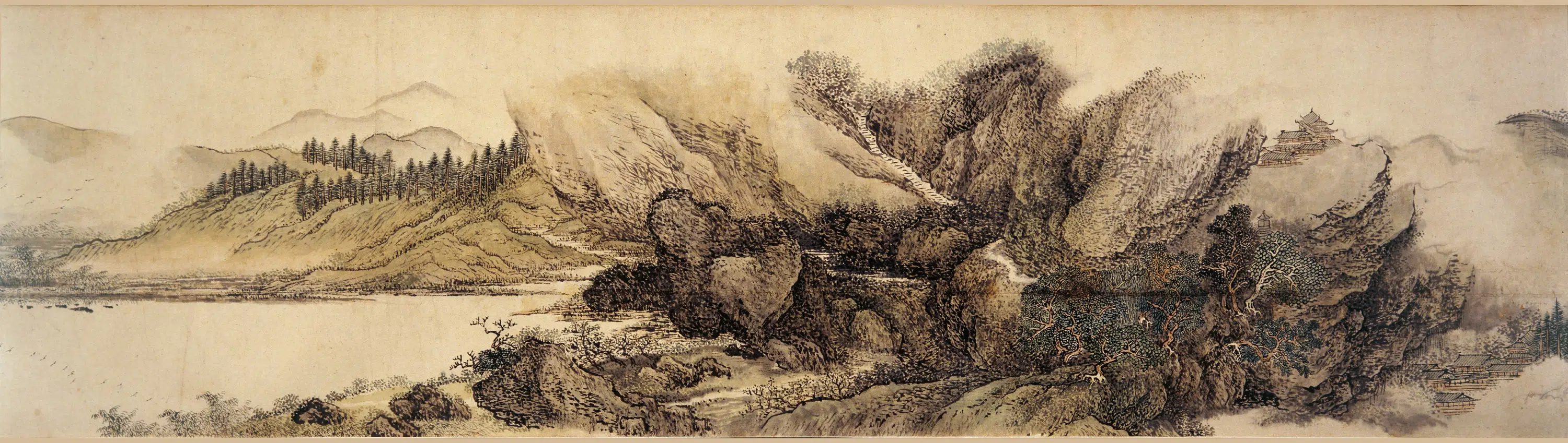 清代【王翚】《仿关仝溪山晴霭图卷》