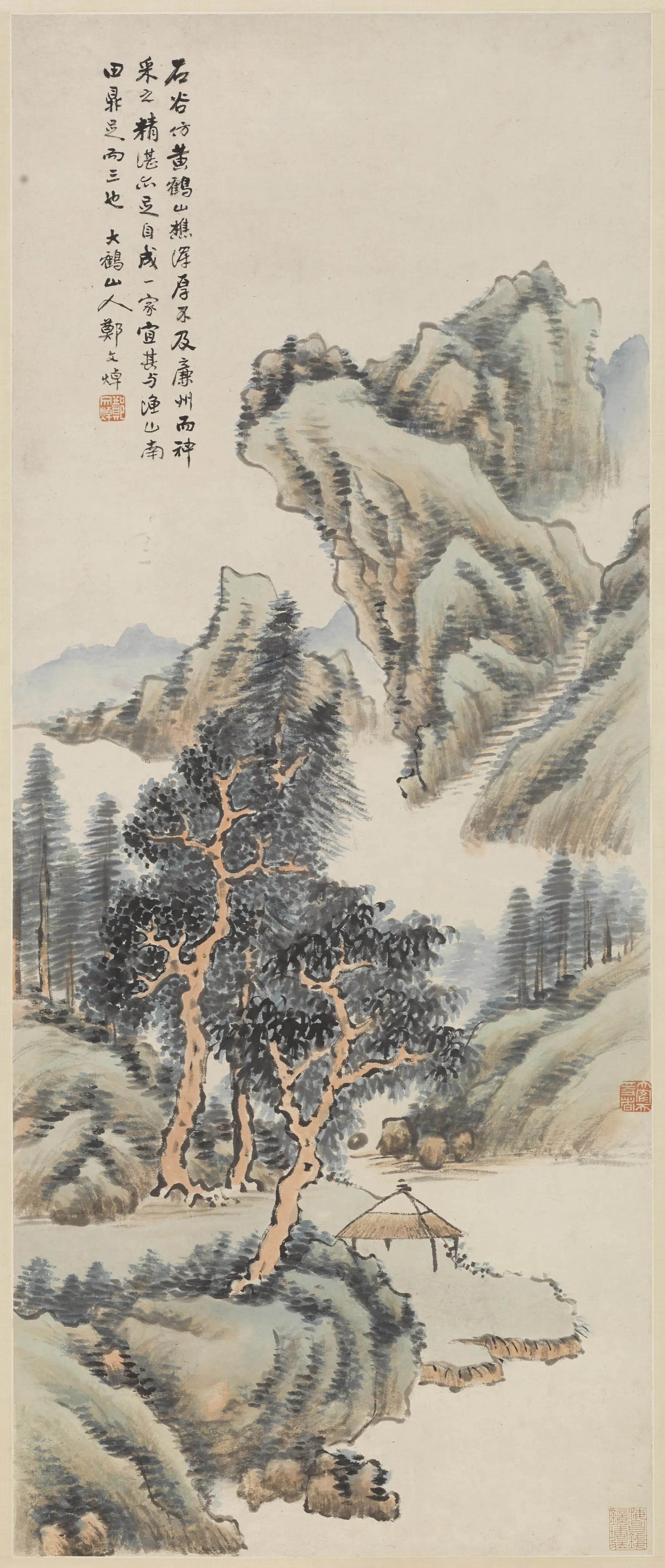 清代【郑文焯】《秋山图轴》