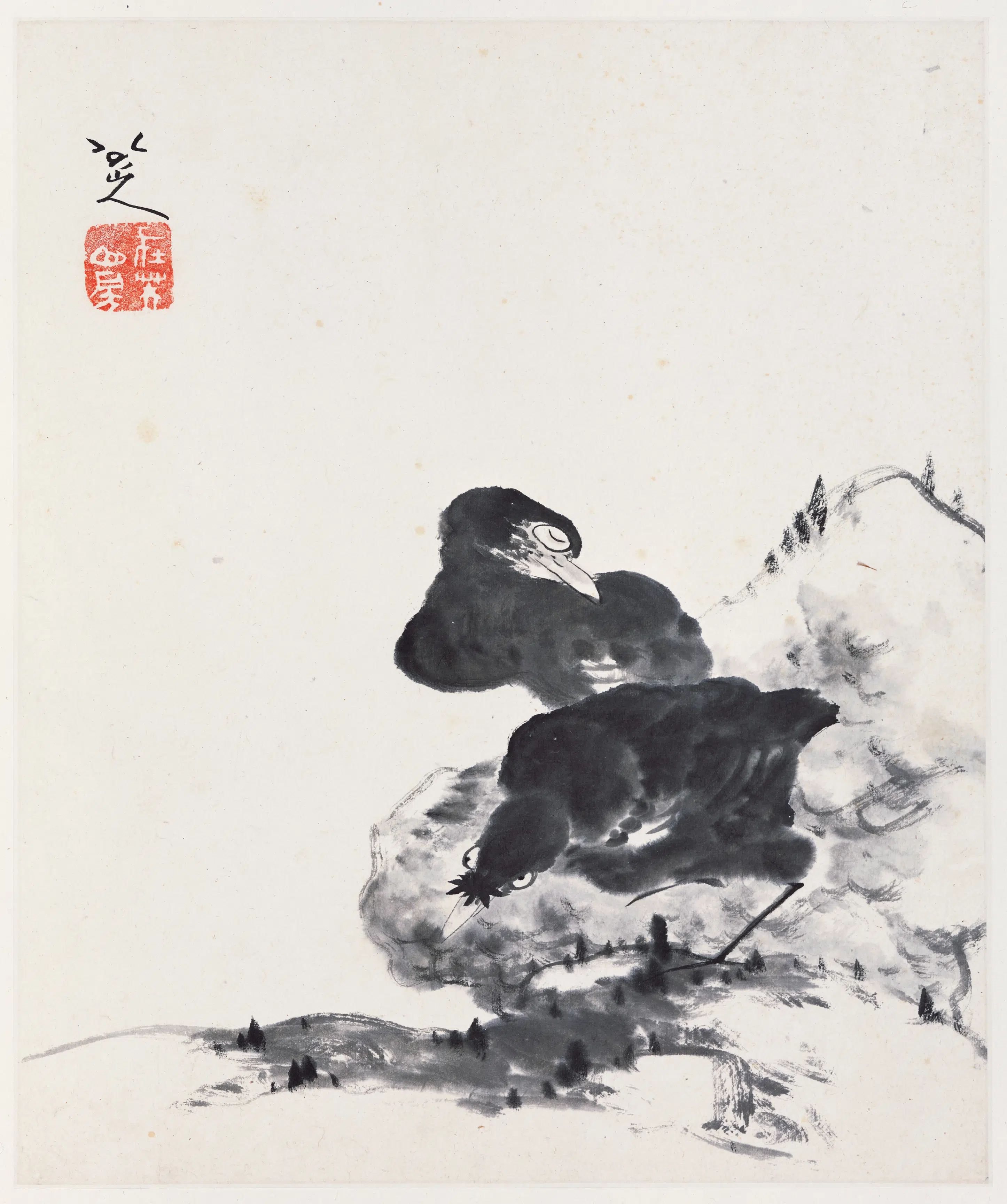 清代【朱耷】《山水花鸟册》