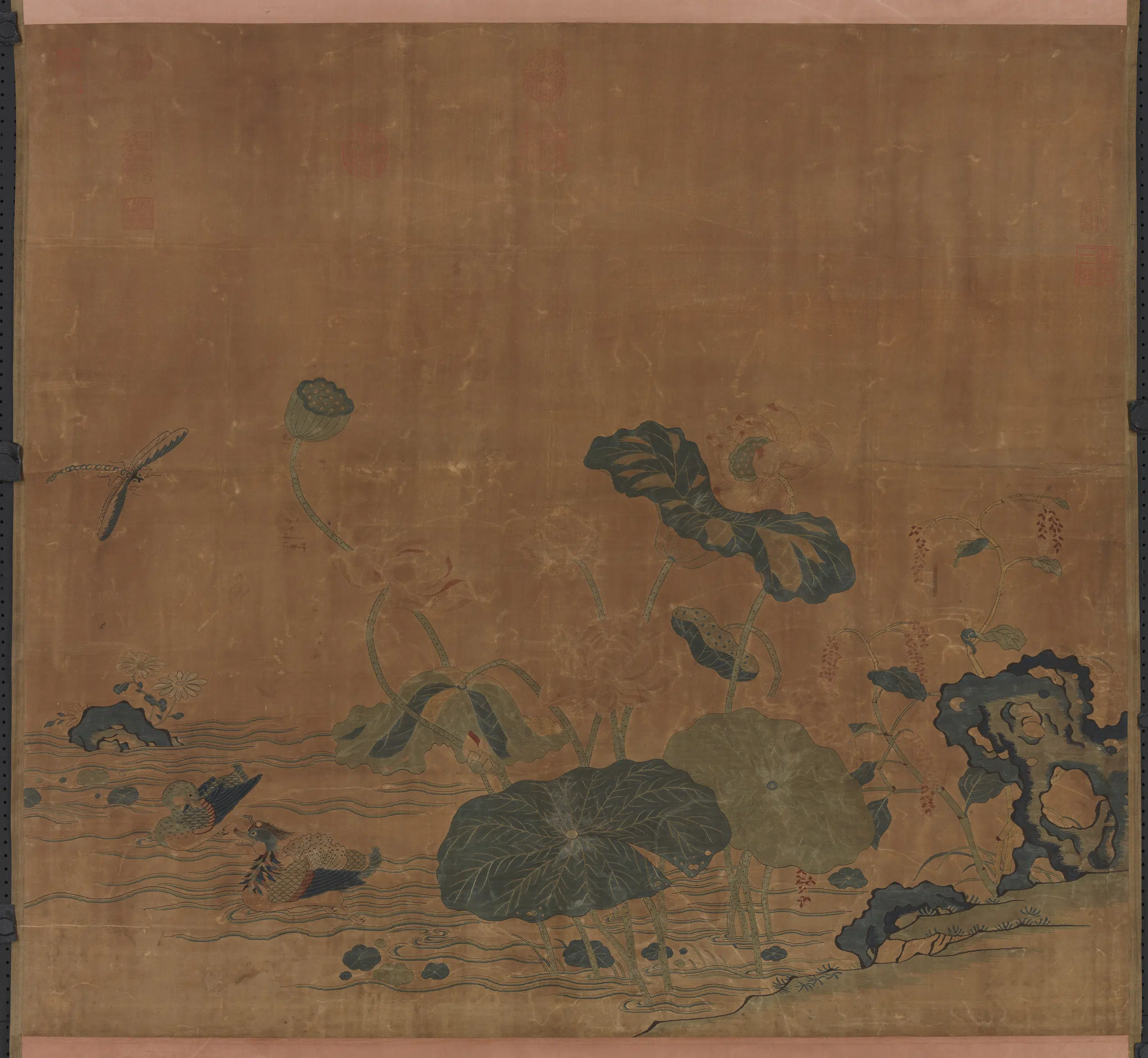 宋代《宋缂丝花鸟图轴-2》