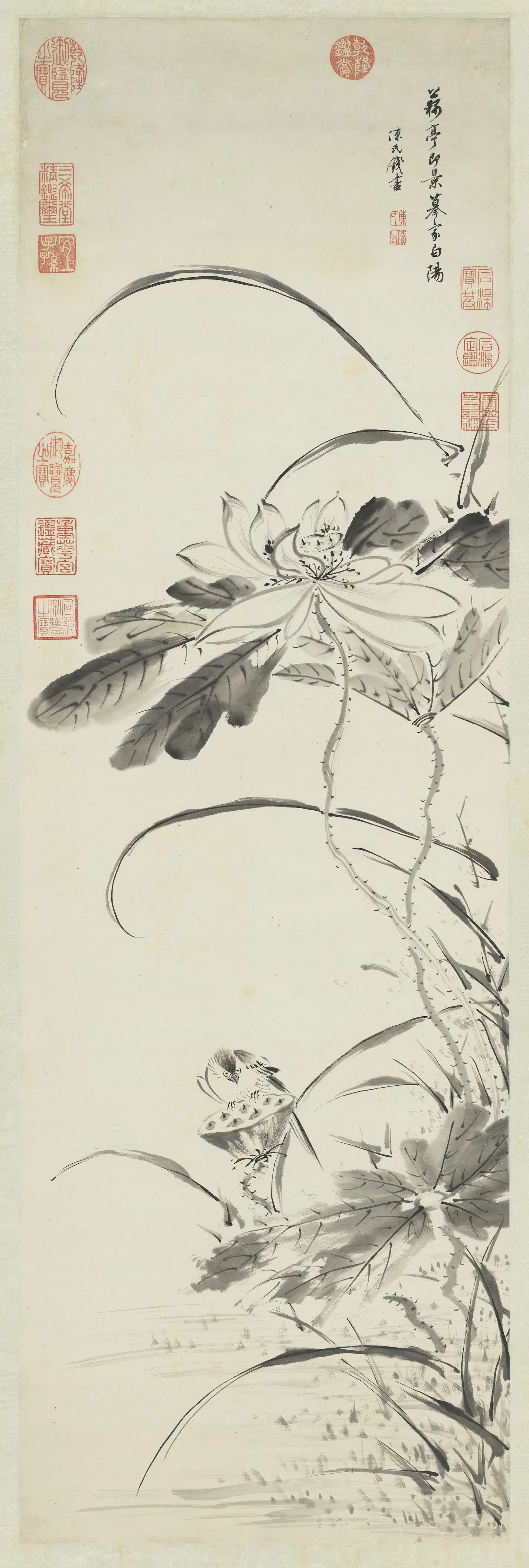 清代【陈书】《荷花轴》