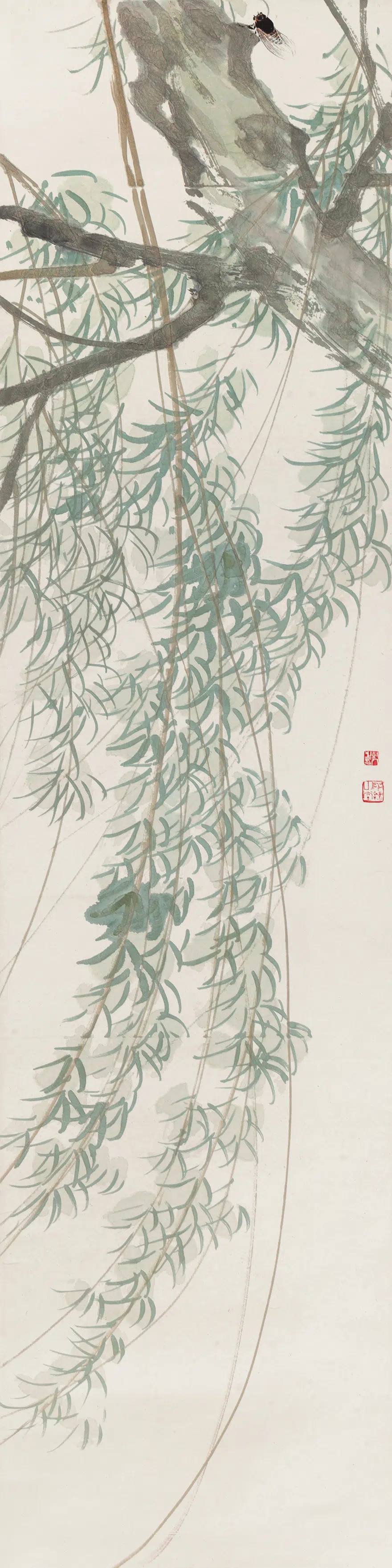 近代【陈树人】《夏柳鸣蝉轴》