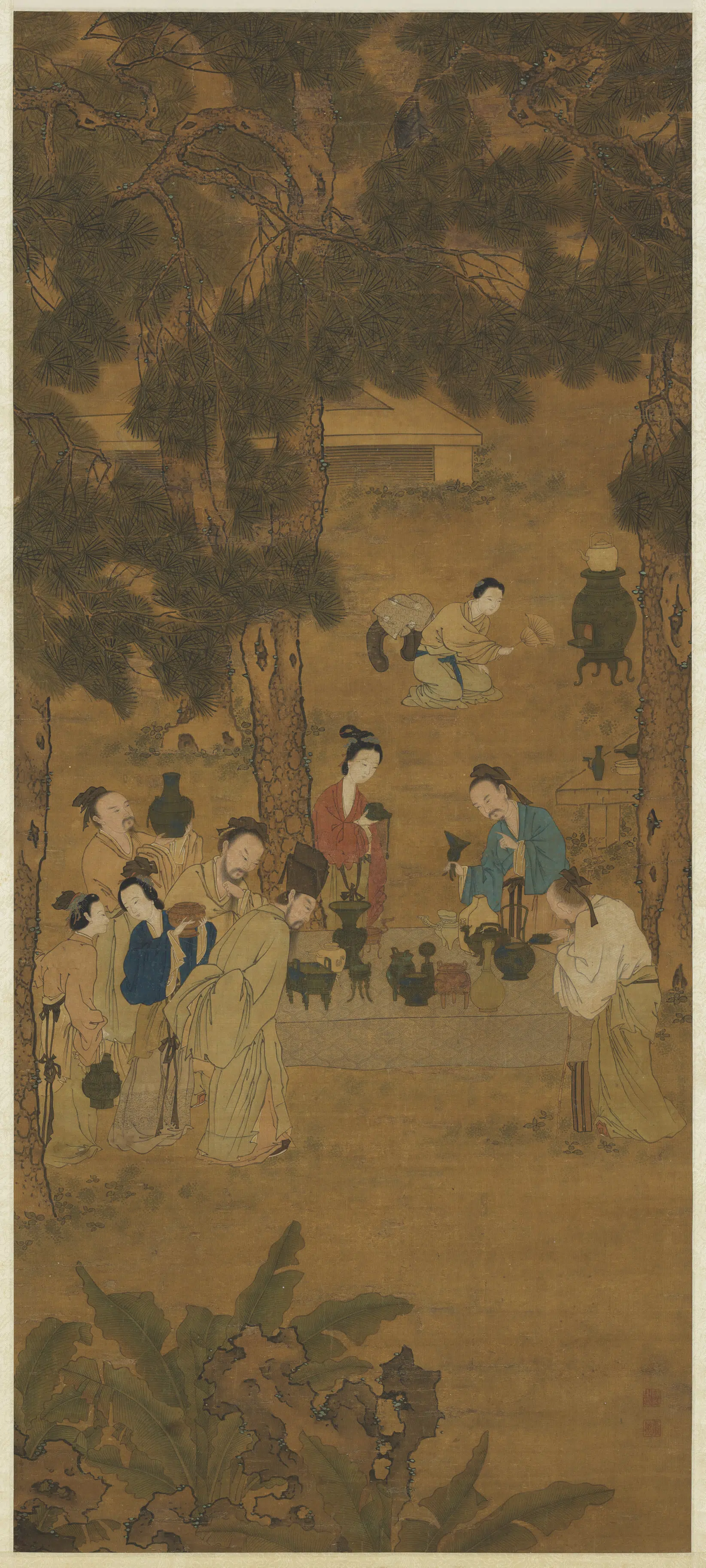 南宋【刘松年】《博古图轴》 第1张