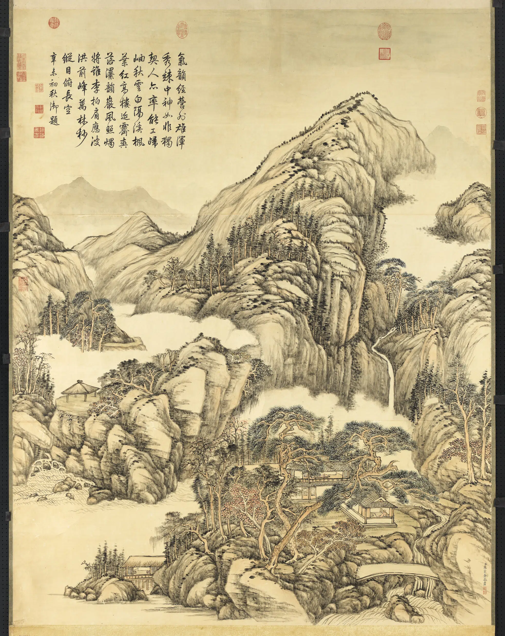 清代【张宗苍】《秋云红叶图轴》