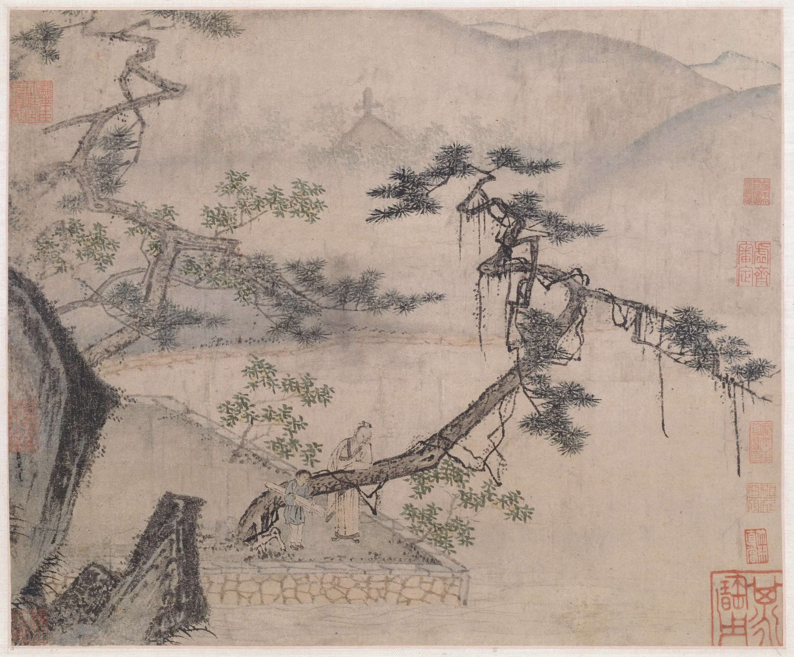 南宋【佚名】《倚松图卷》