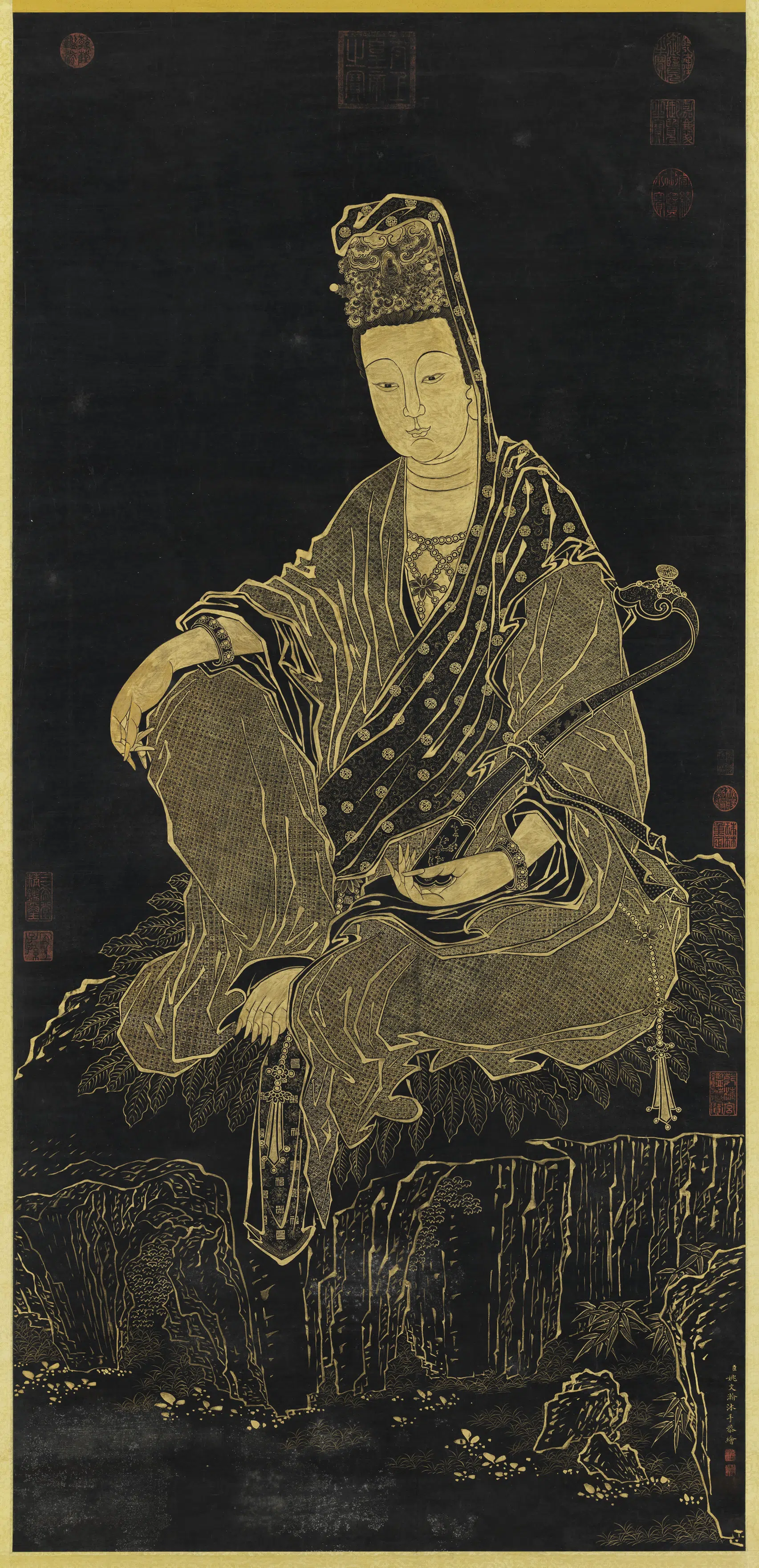清代【姚文瀚】《画观音像图轴》