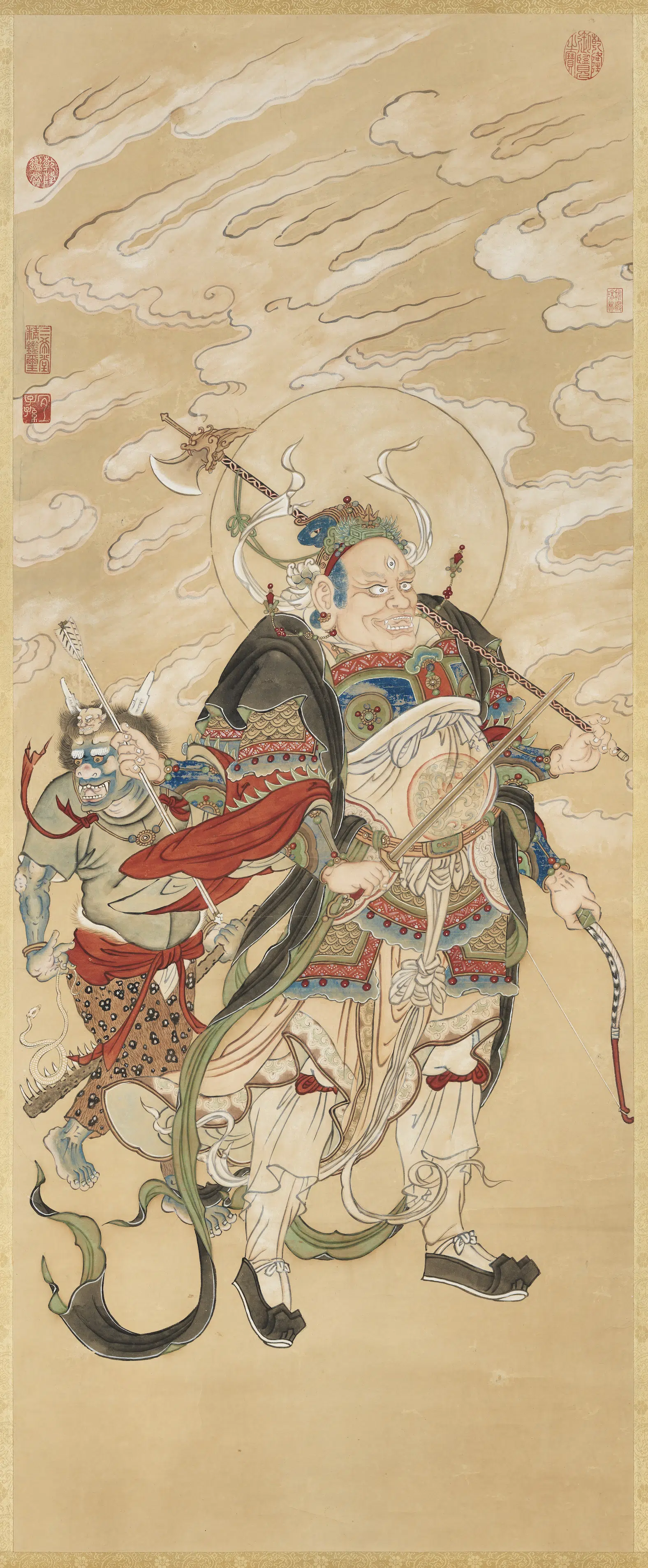 清代【徐扬】《仿宋人画天王像（三）轴》