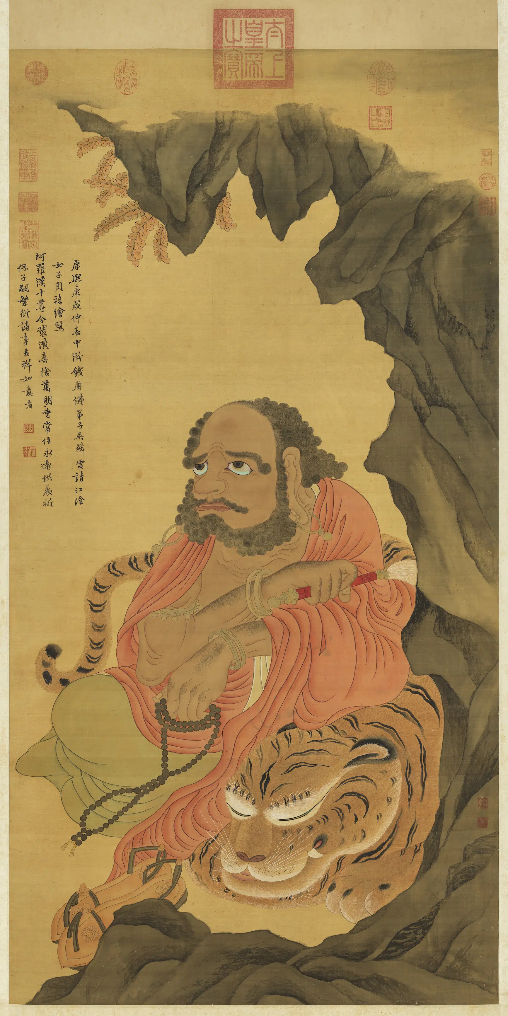 清代【周禧】《画罗汉（癸）图轴》