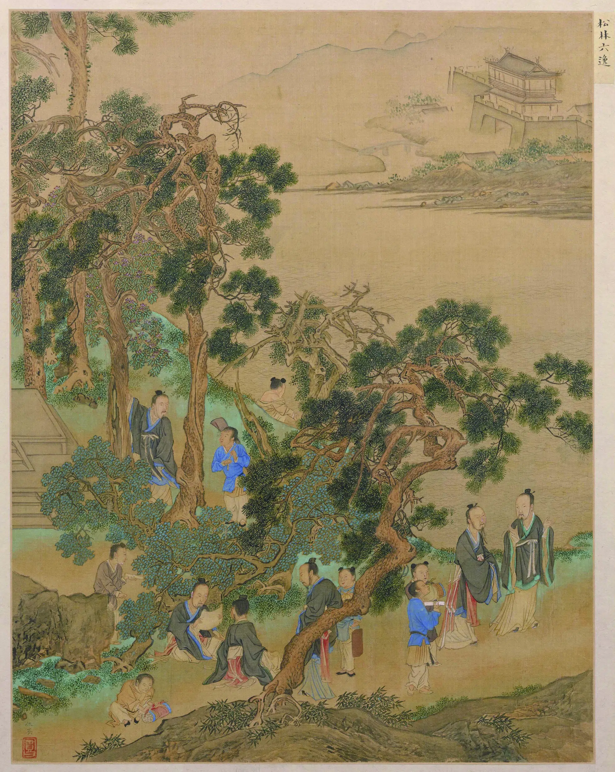 明朝【仇英】《人物故事册-(高山流水)(10开)》 第5张 明朝【仇英】《人物故事册-(高山流水)(10开)》 第5张