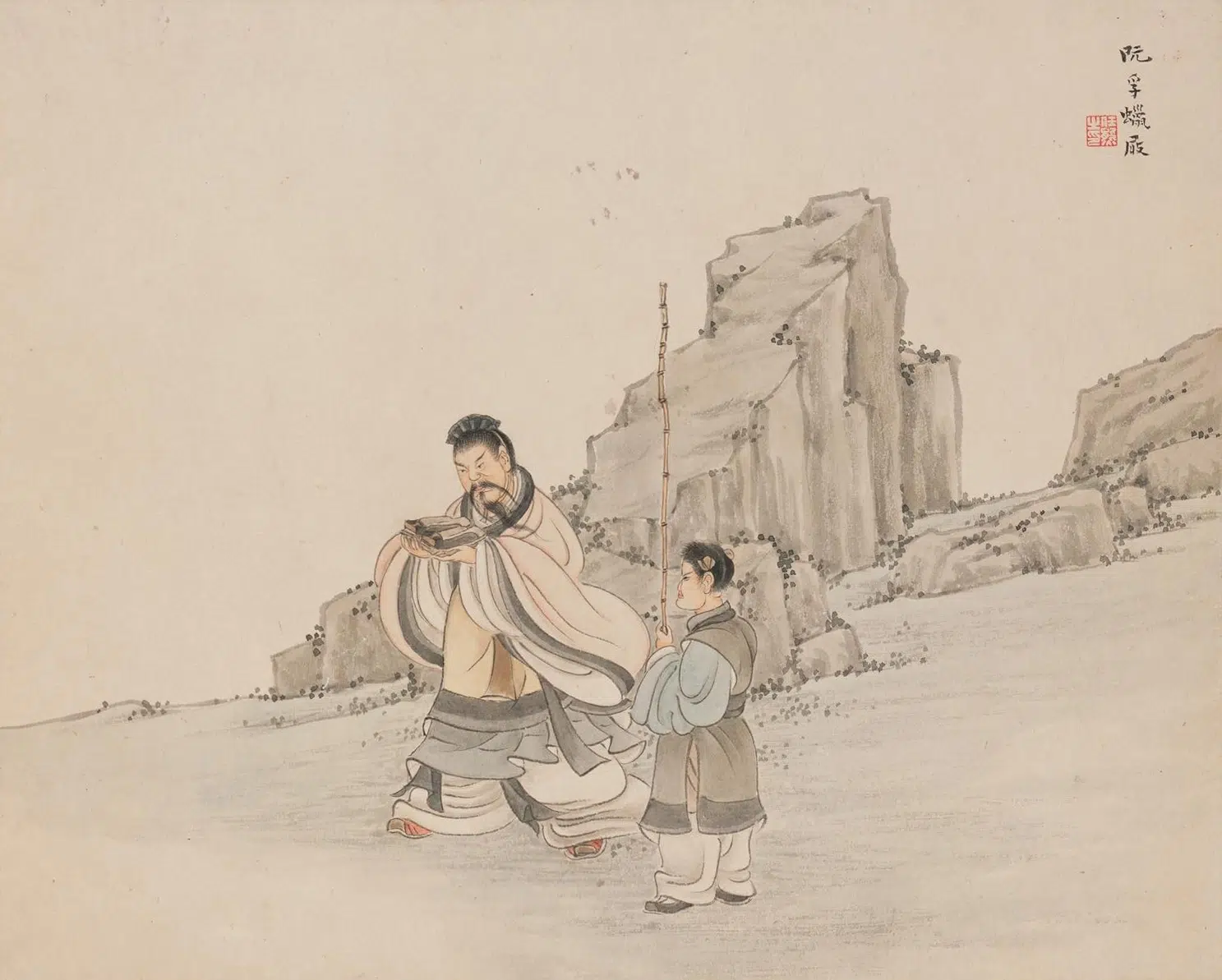 清代【任熊】《人物山水册》 第8张