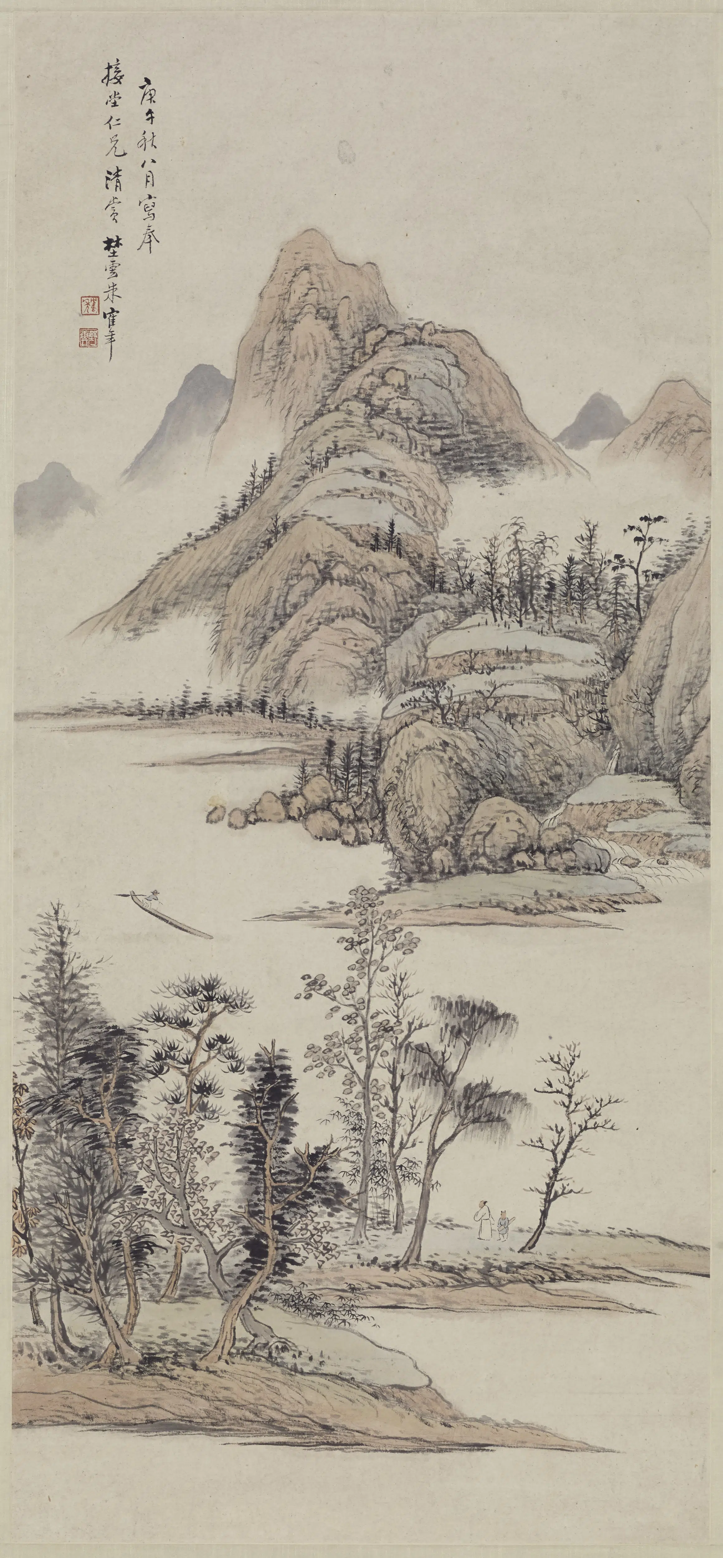 清代【朱鹤年】《山水轴》