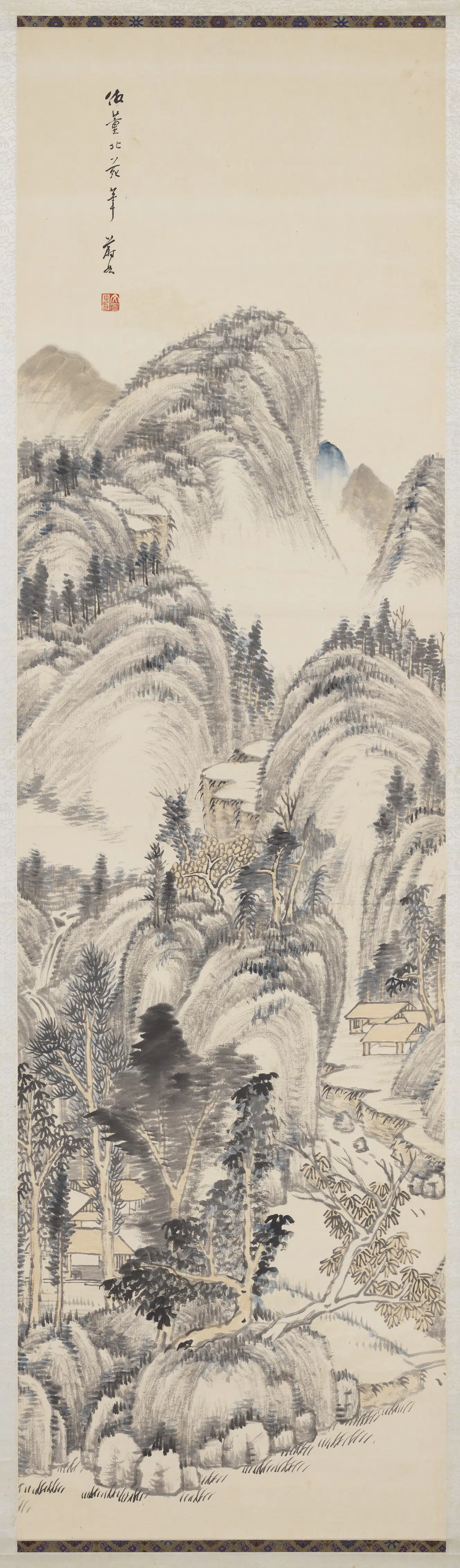 清代【项文彦】《仿董北苑山水图轴》 第1张