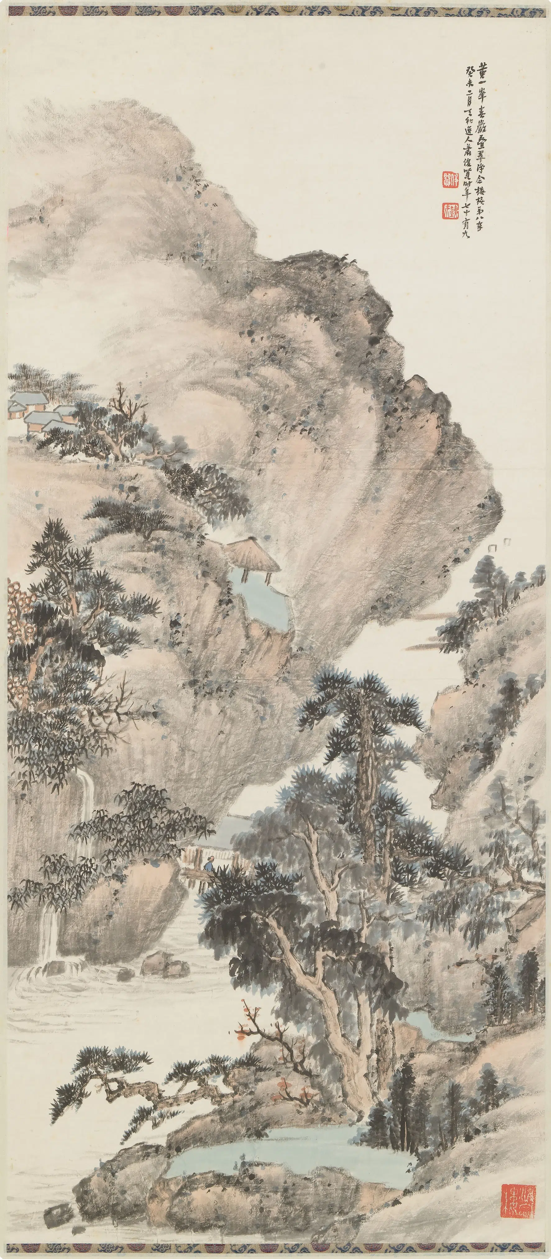 近现代【萧俊贤】《春岩叠翠图轴》 第1张 近现代【萧俊贤】《春岩叠翠图轴》 第1张