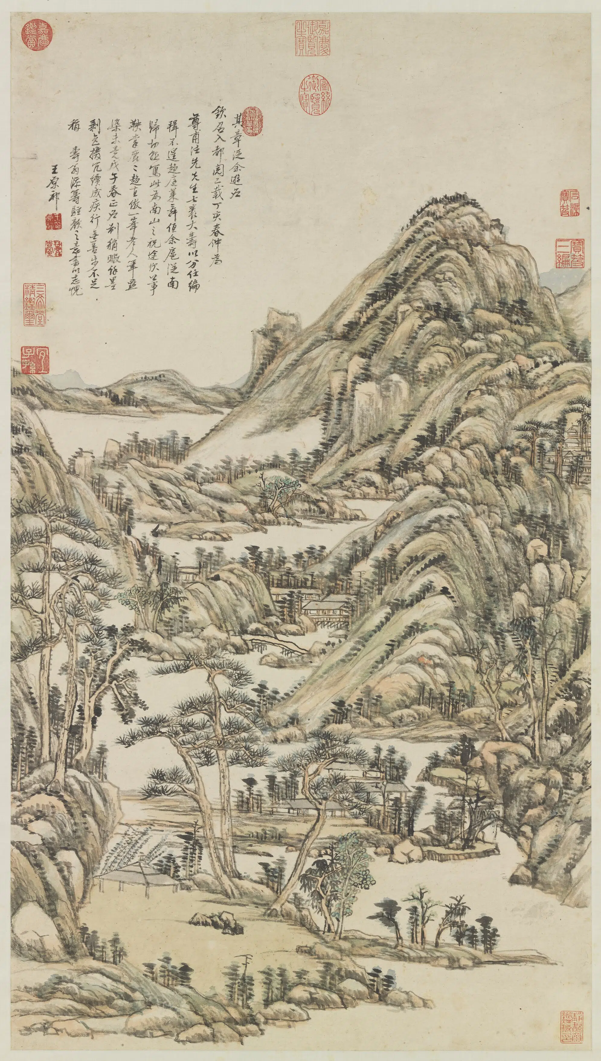 元【黄公望】《清_王原祁_仿黄公望山水轴-3》