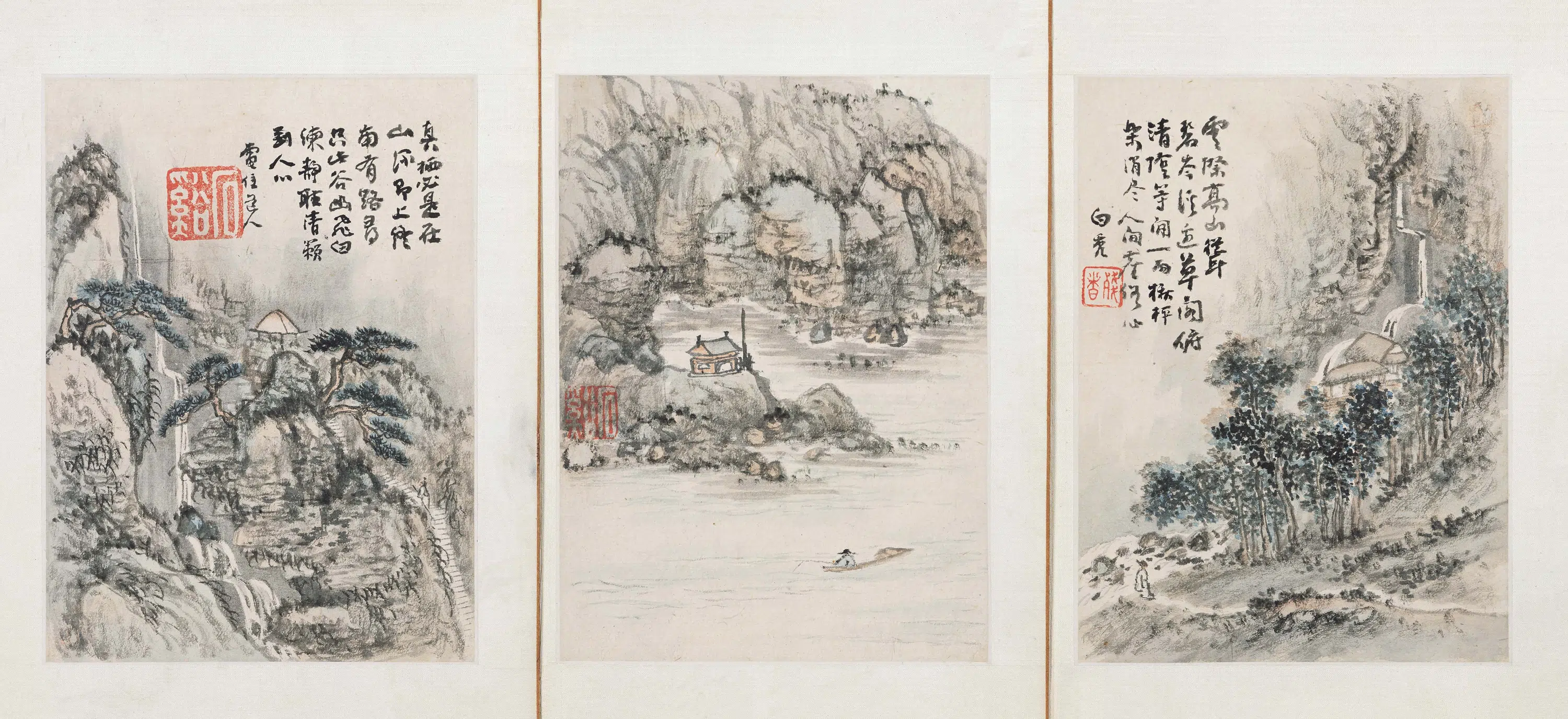 清代【髡残(石谿)】《山水图册-1》