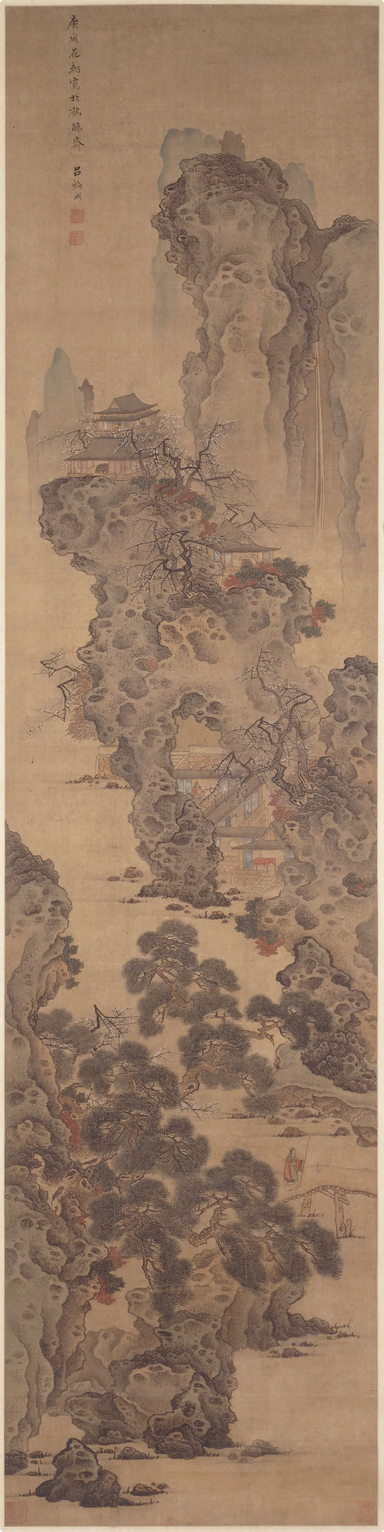 清代【吕焕成】《罗浮仙馆图轴》