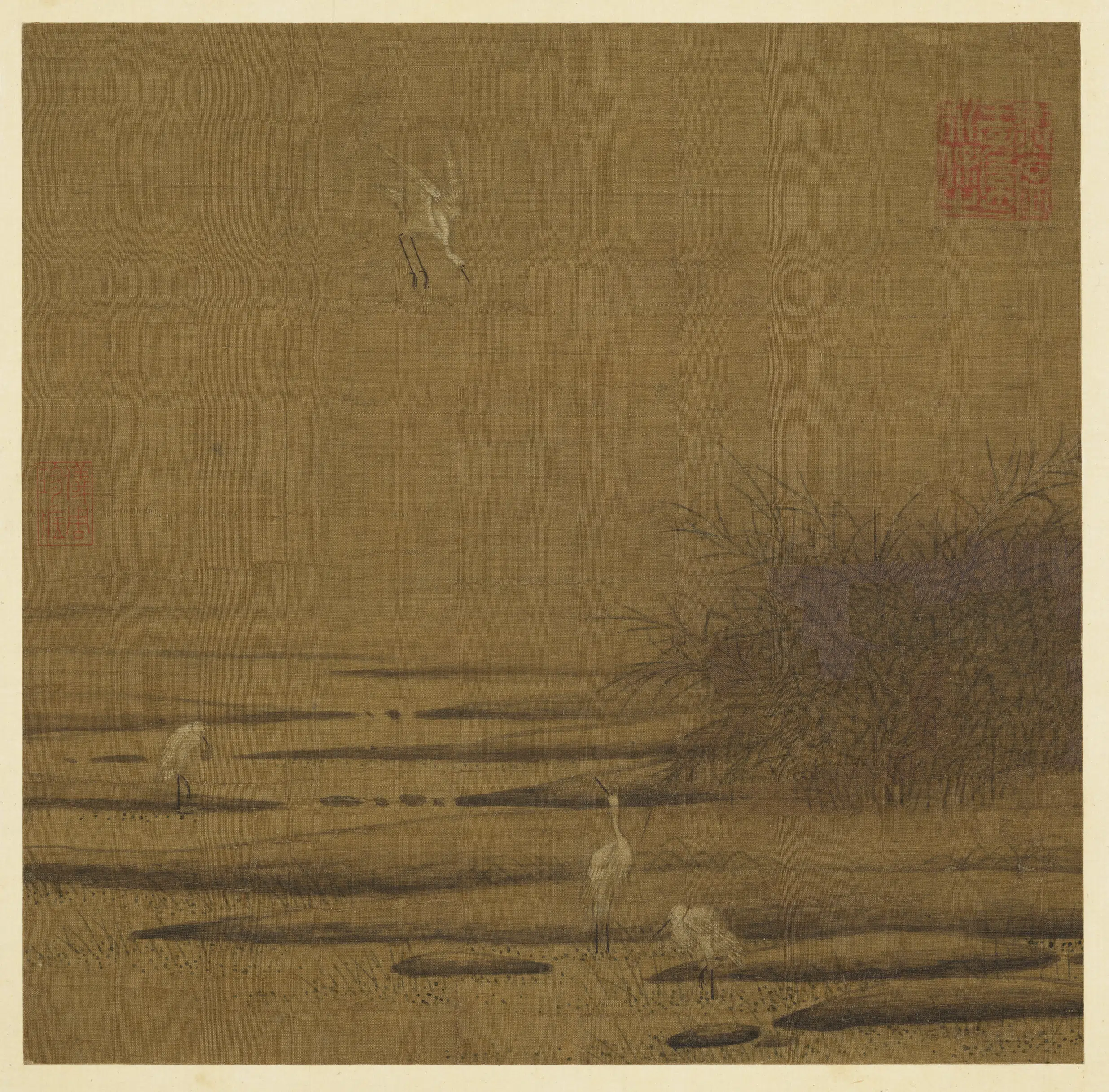 清朝【佚名】《历代画幅集册-无款芦汀白鹭》