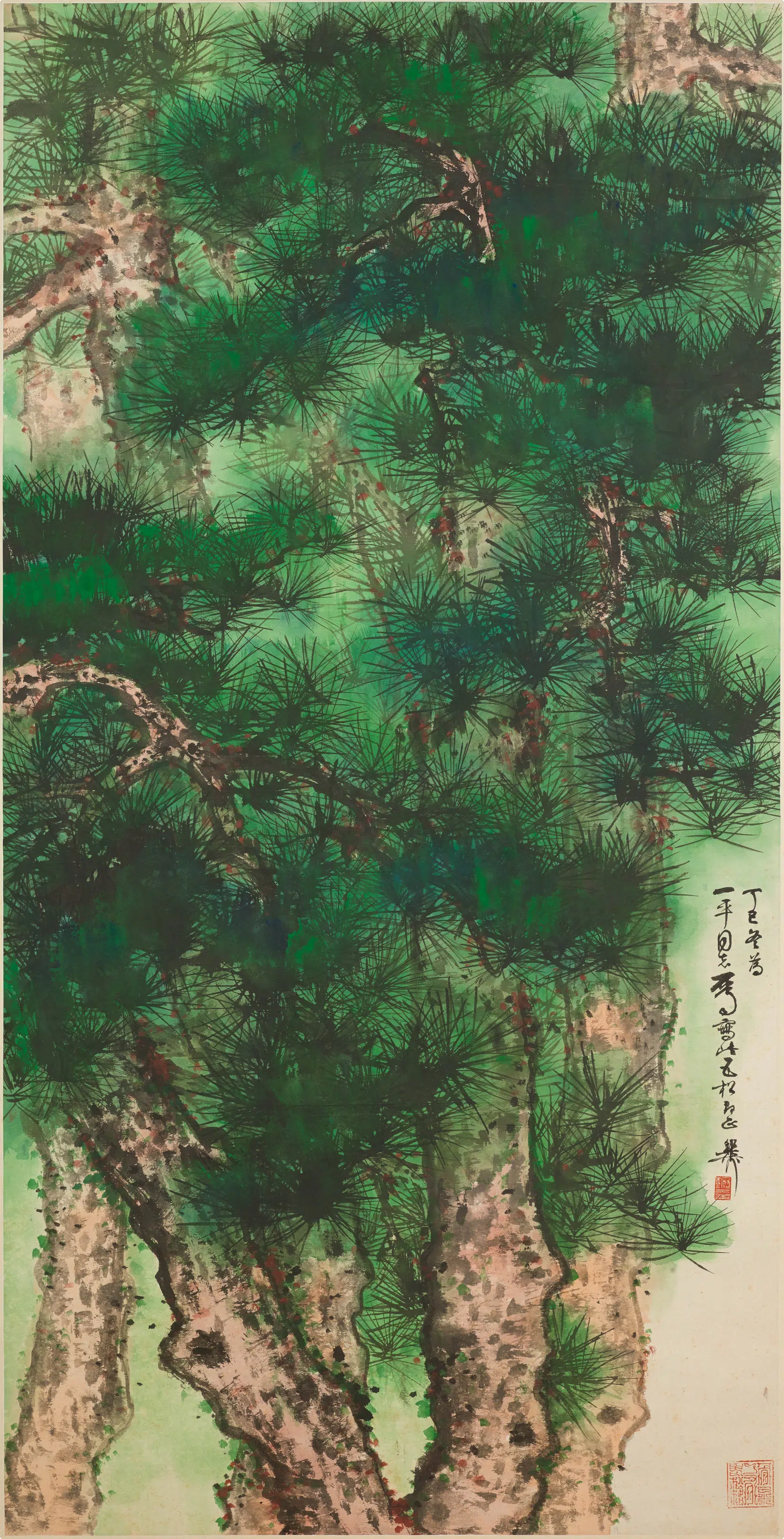 近现代【谢稚柳】《五松图轴》