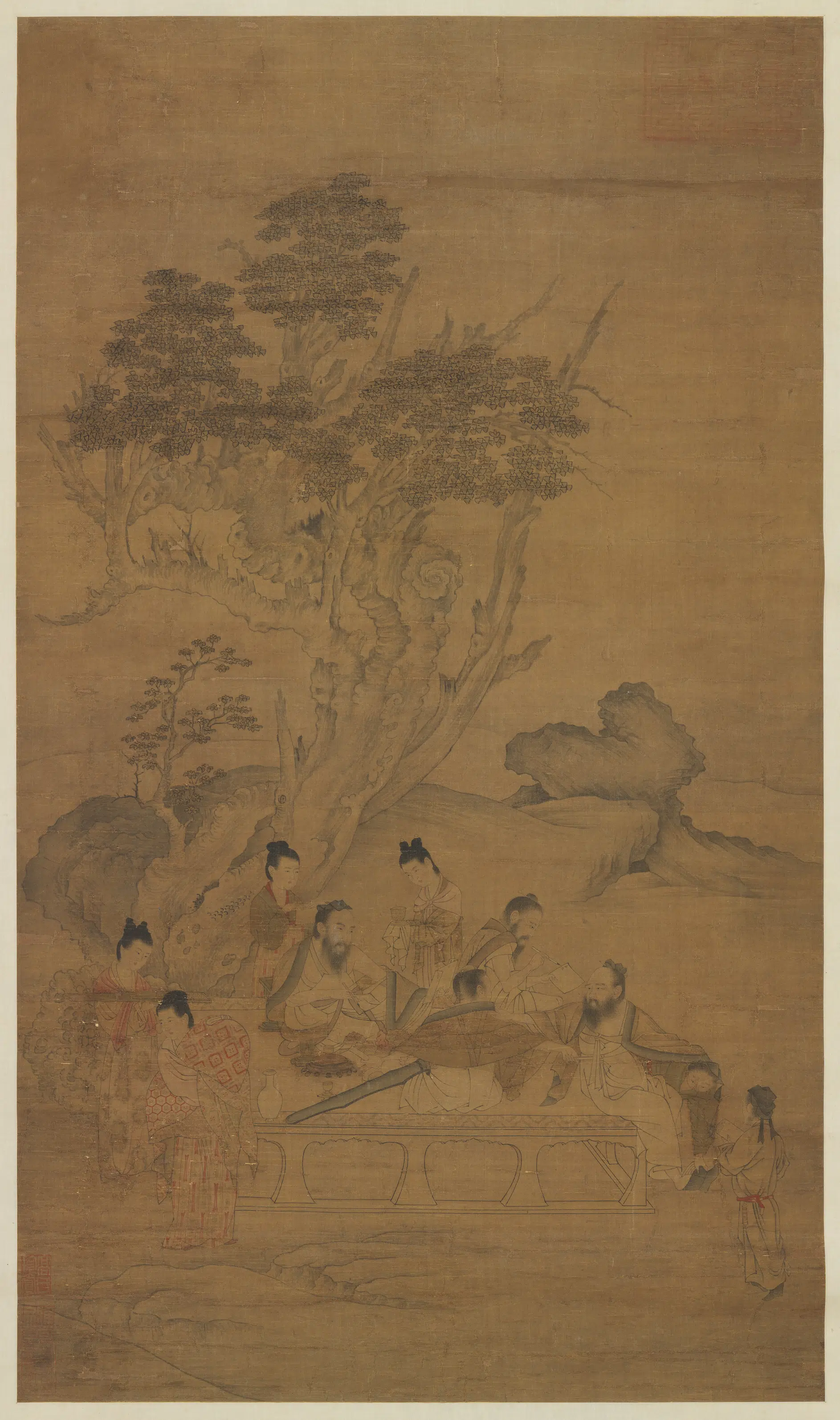 五代后蜀【丘文播】《文会图轴》