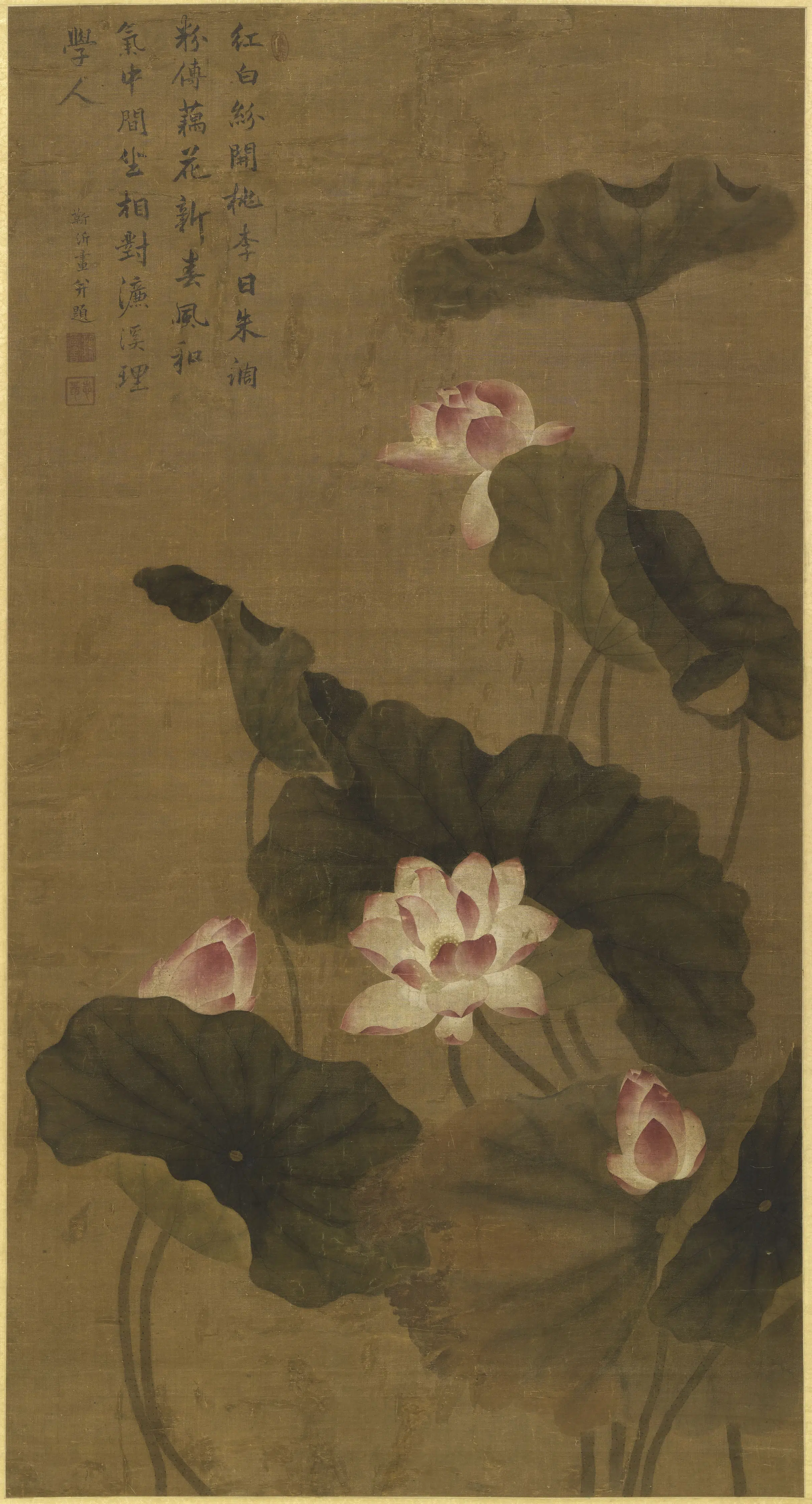 清代【靳沂】《荷花图轴》