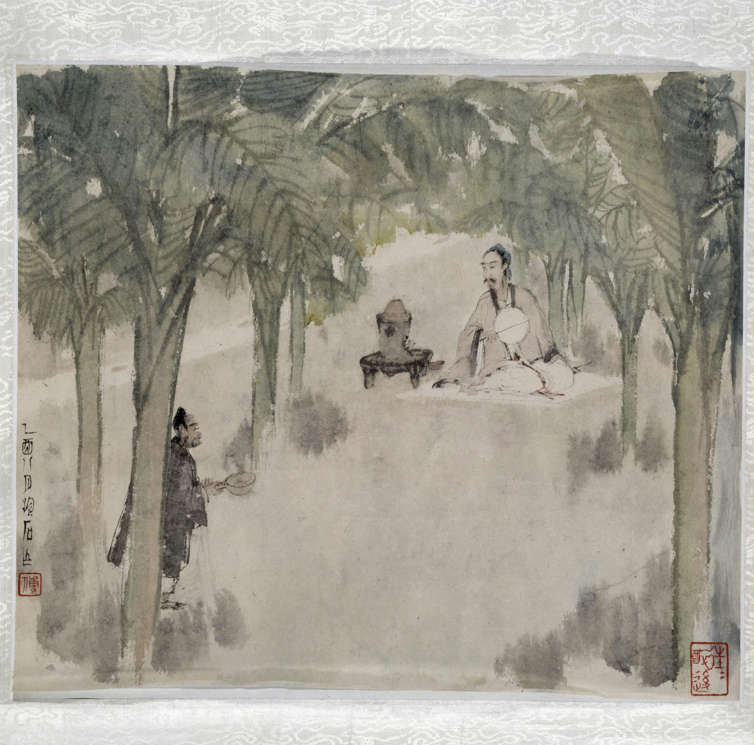 近现代【傅抱石】《蕉荫烹茶图册页》