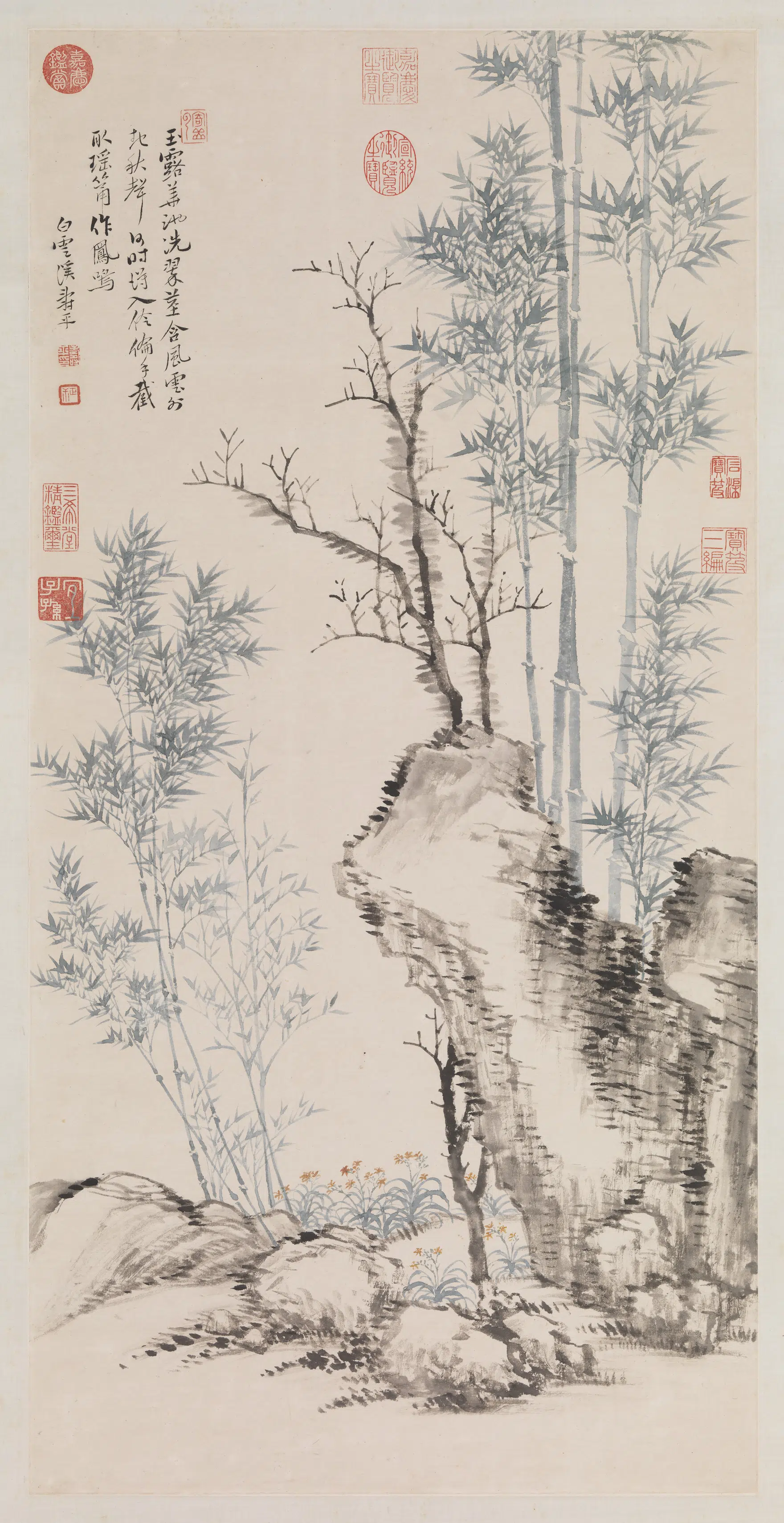 清代【恽寿平】《竹石枯槎图轴》
