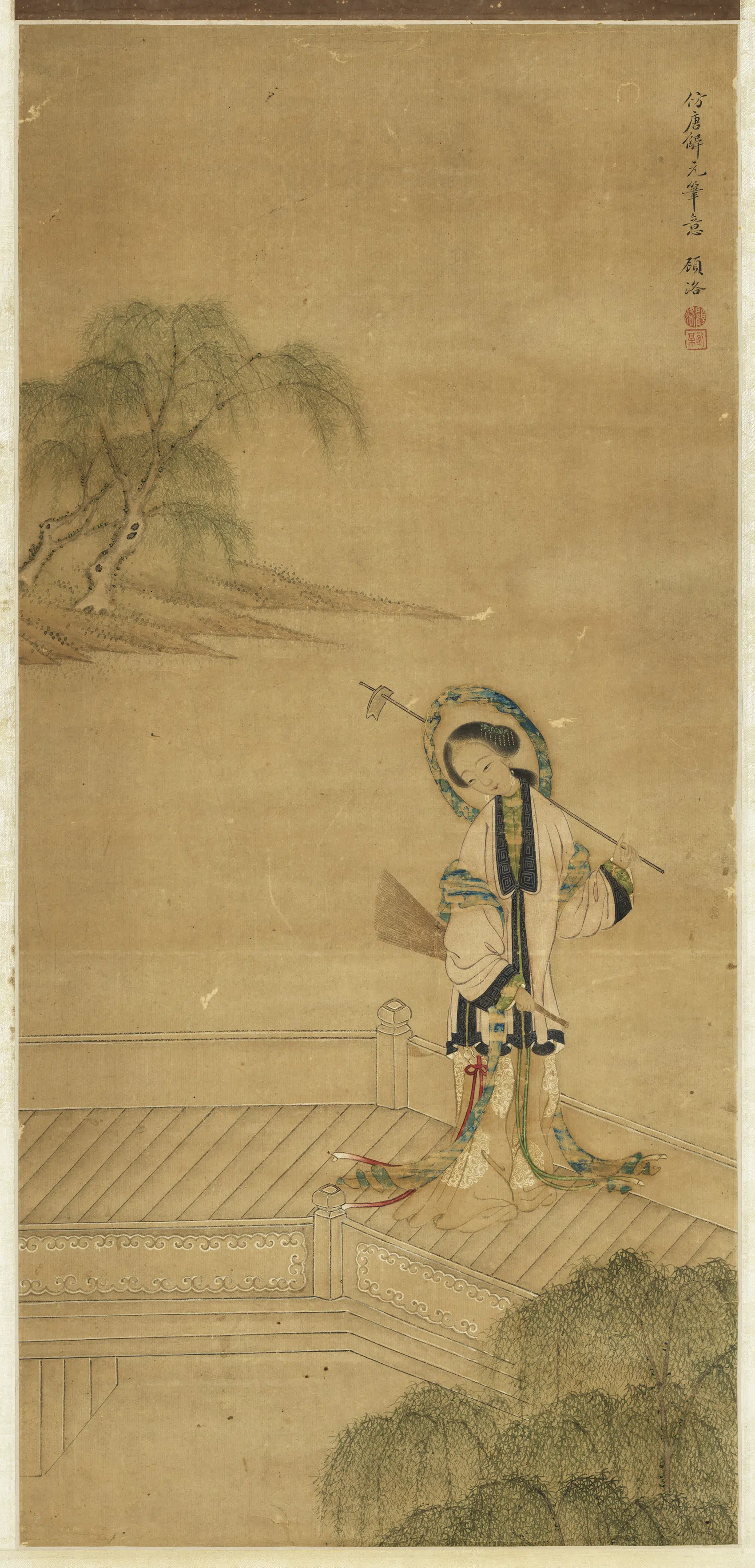 清代【顾洛】《仕女图轴》