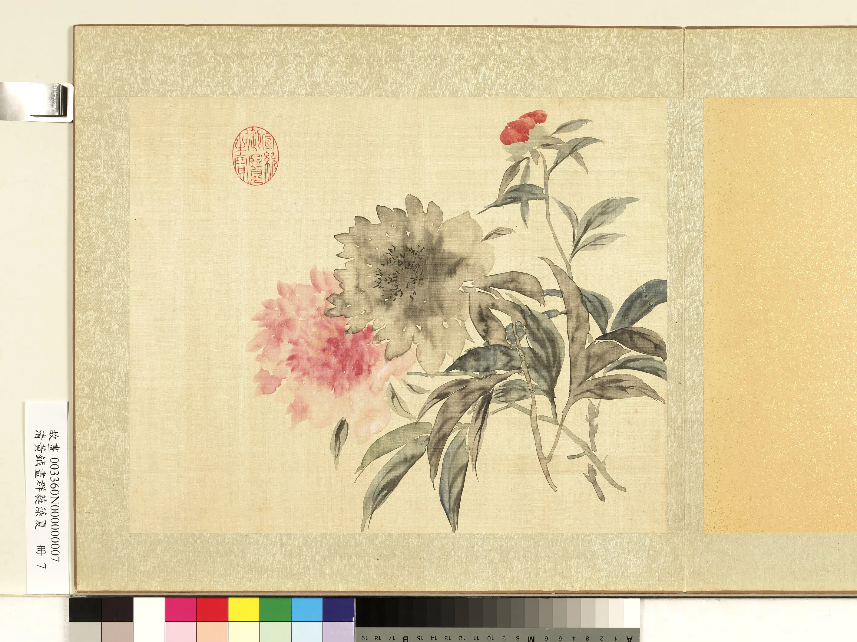 清代【黄钺】《画群蕤藻夏册-画芍药》