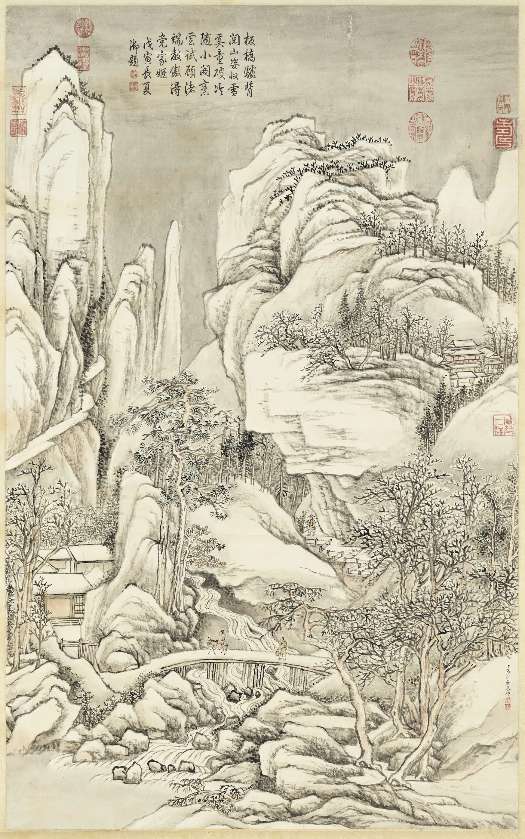 清代【张宗苍】《雪景图轴》