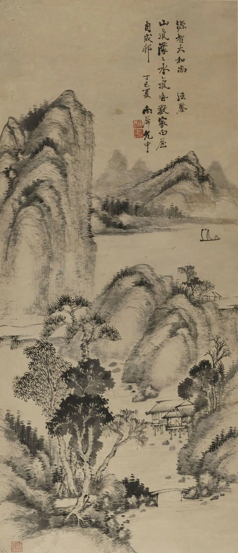 清代【允中】《水墨山水轴-2》