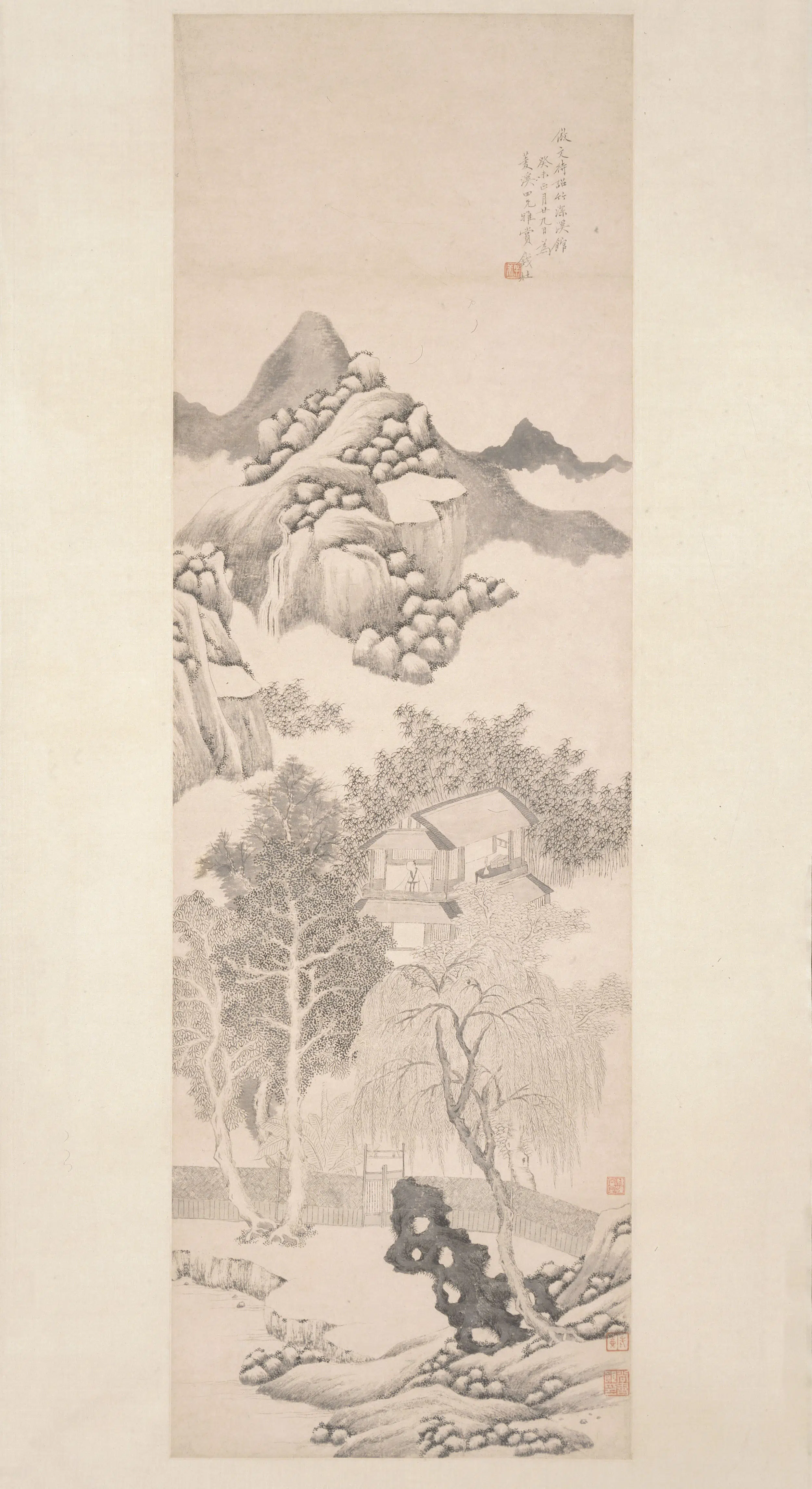 清代【钱杜】《竹深溪馆图轴》