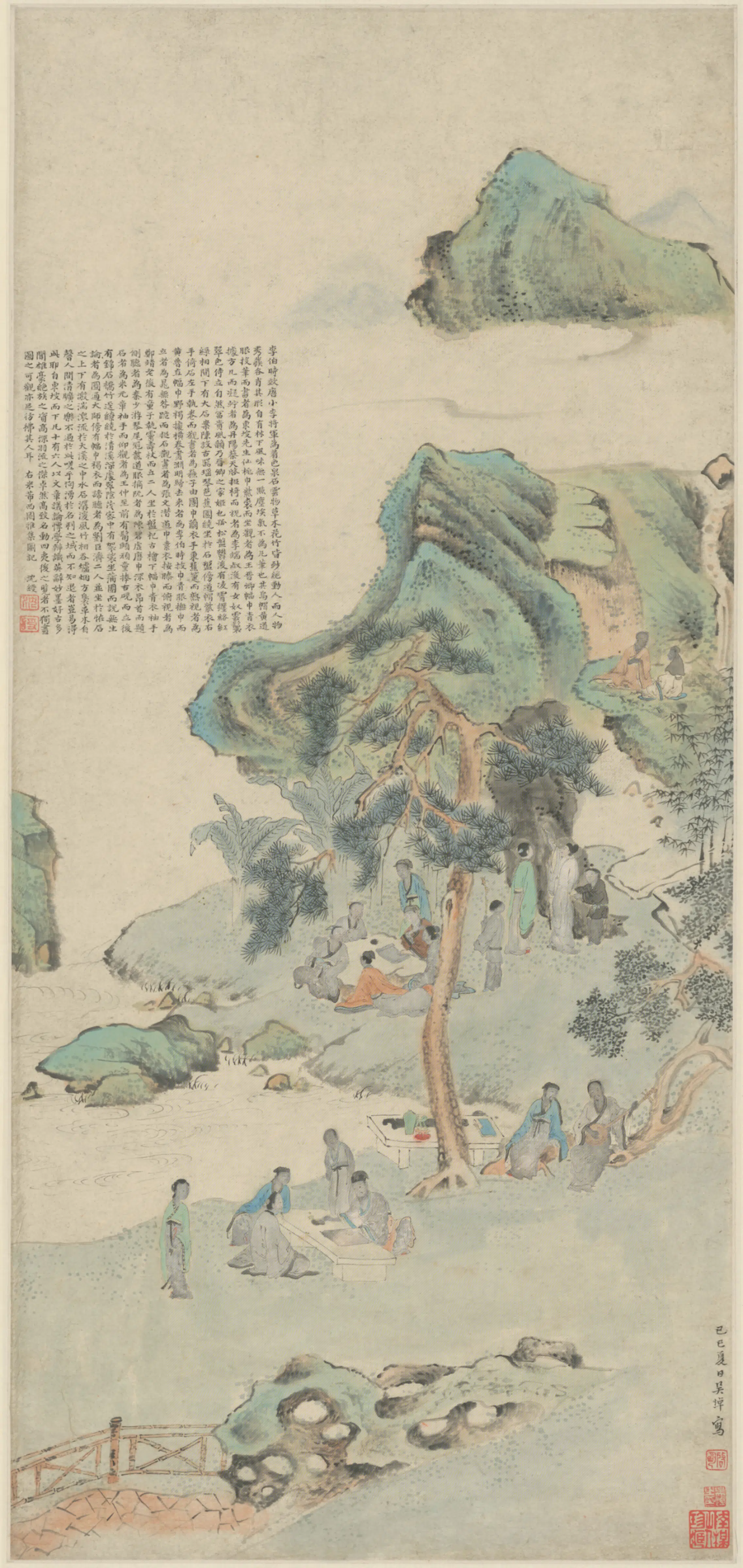 清代【吴焯】《西园雅集图轴》