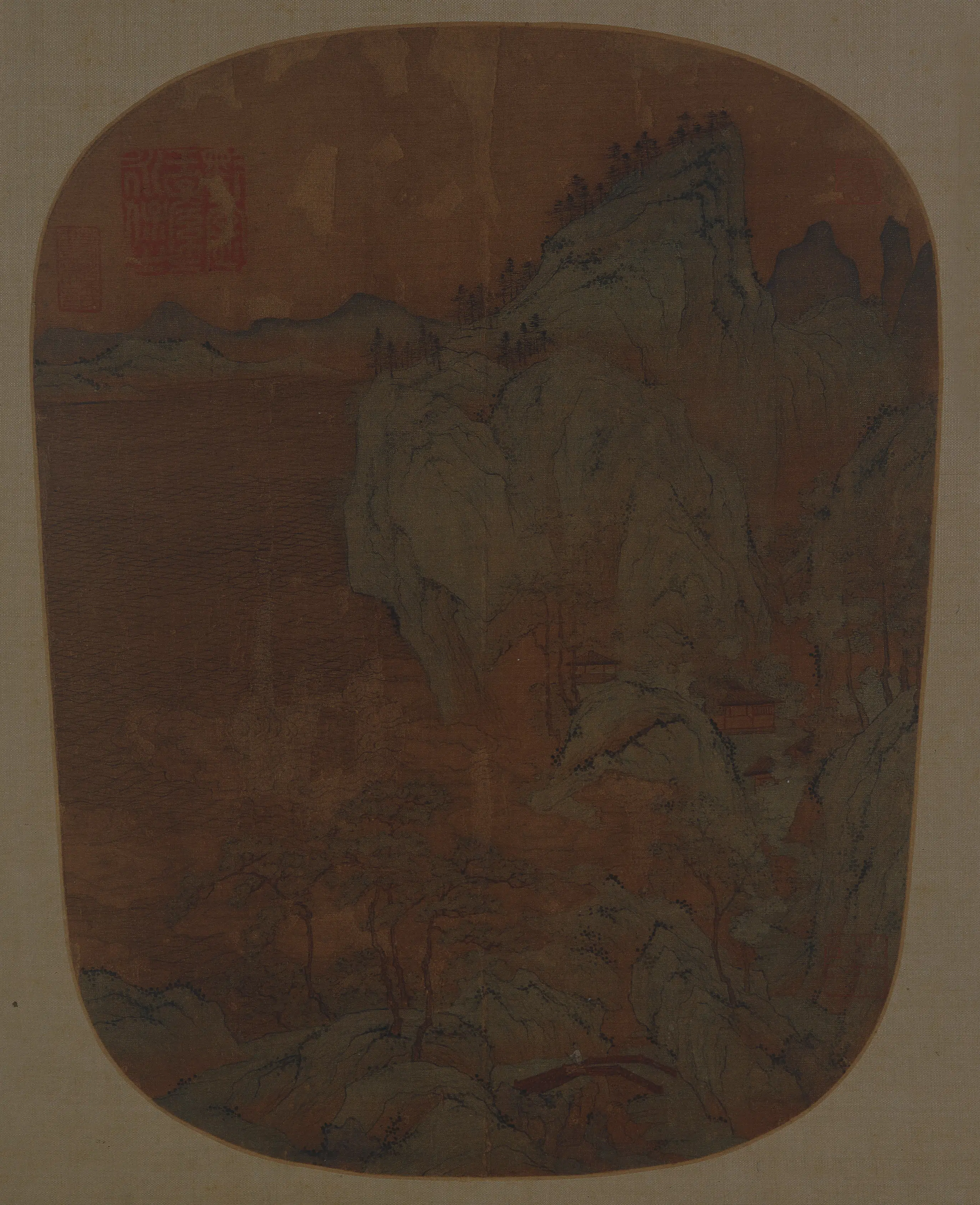 宋代【佚名】《江天春色图纨扇页》 第1张 宋代【佚名】《江天春色图纨扇页》 第1张