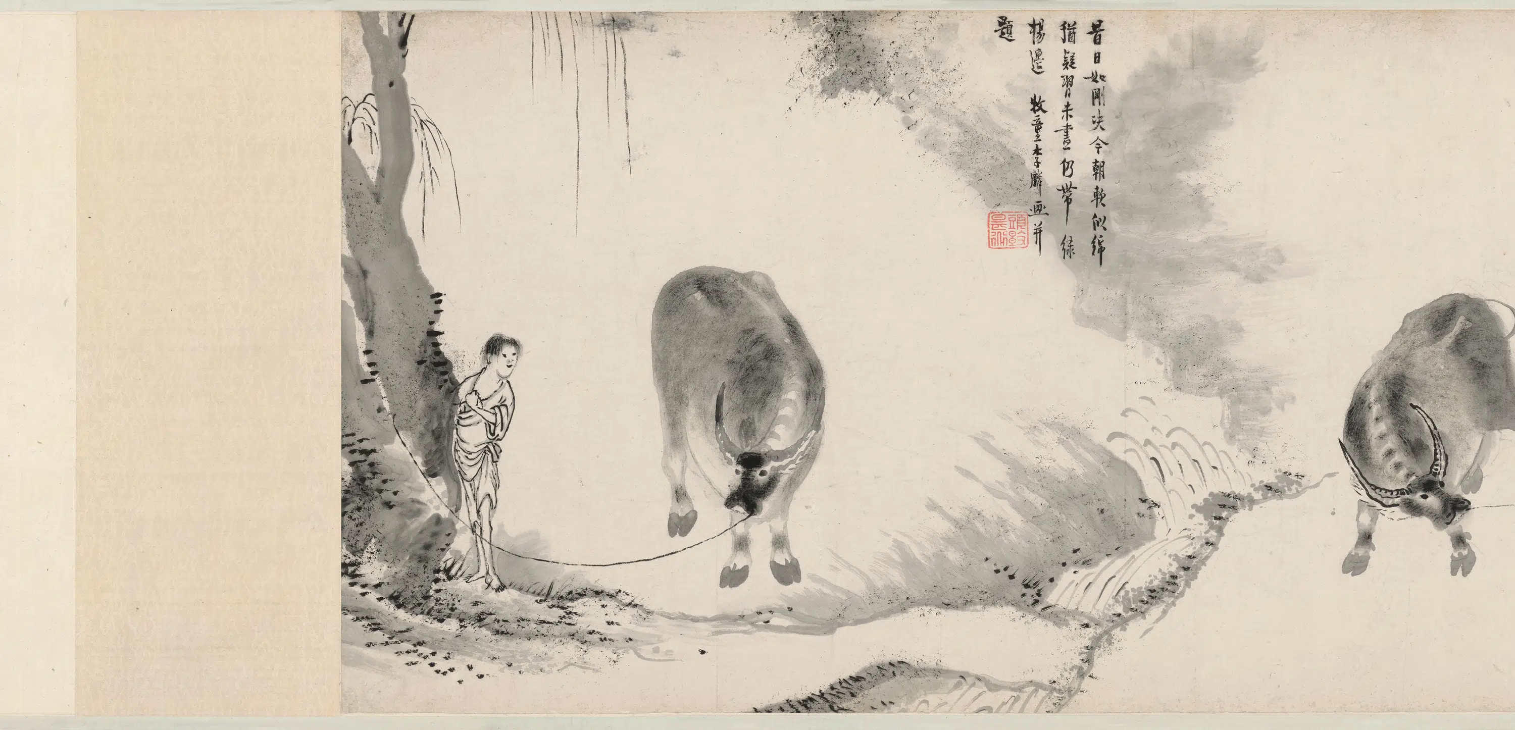 明朝【李麟】《牧牛图卷》 第2张