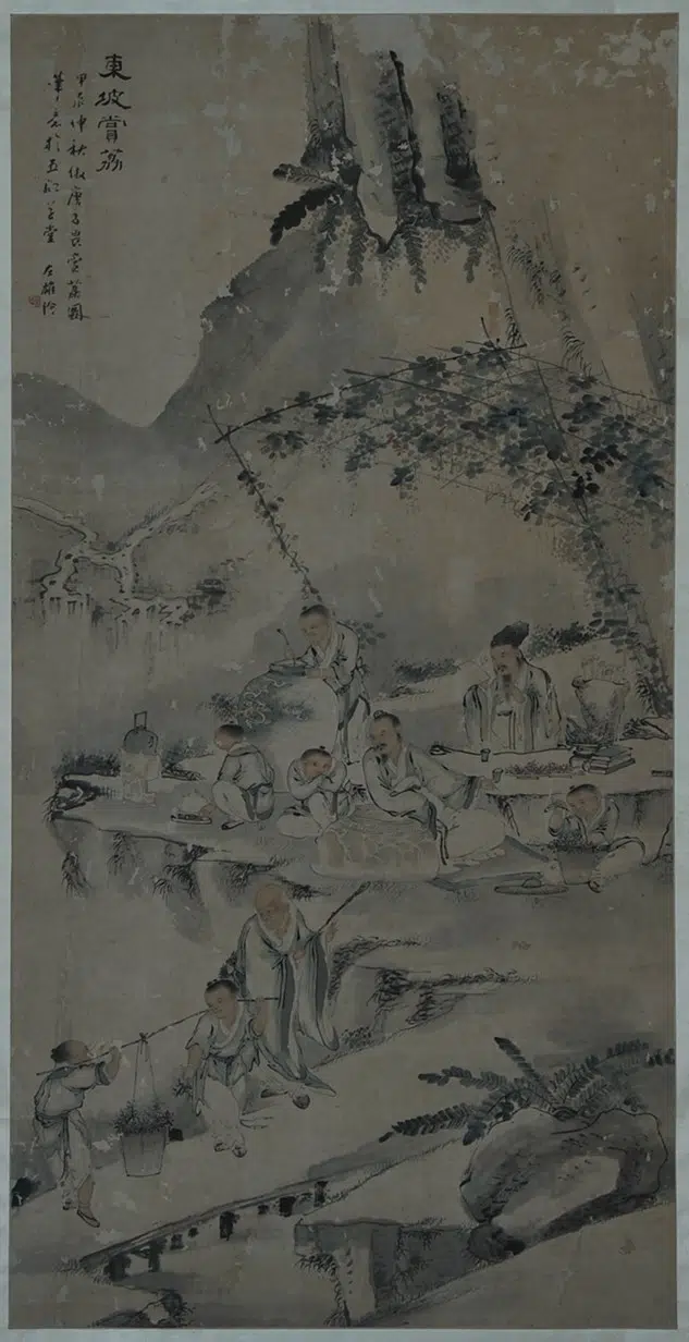 清代【钟学】《东坡赏荔图轴》