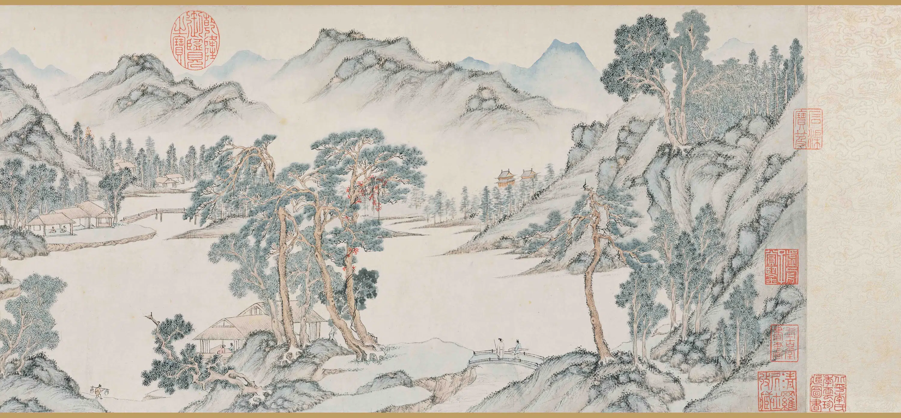 明朝【文伯仁】《秋山游览图卷》 第5张