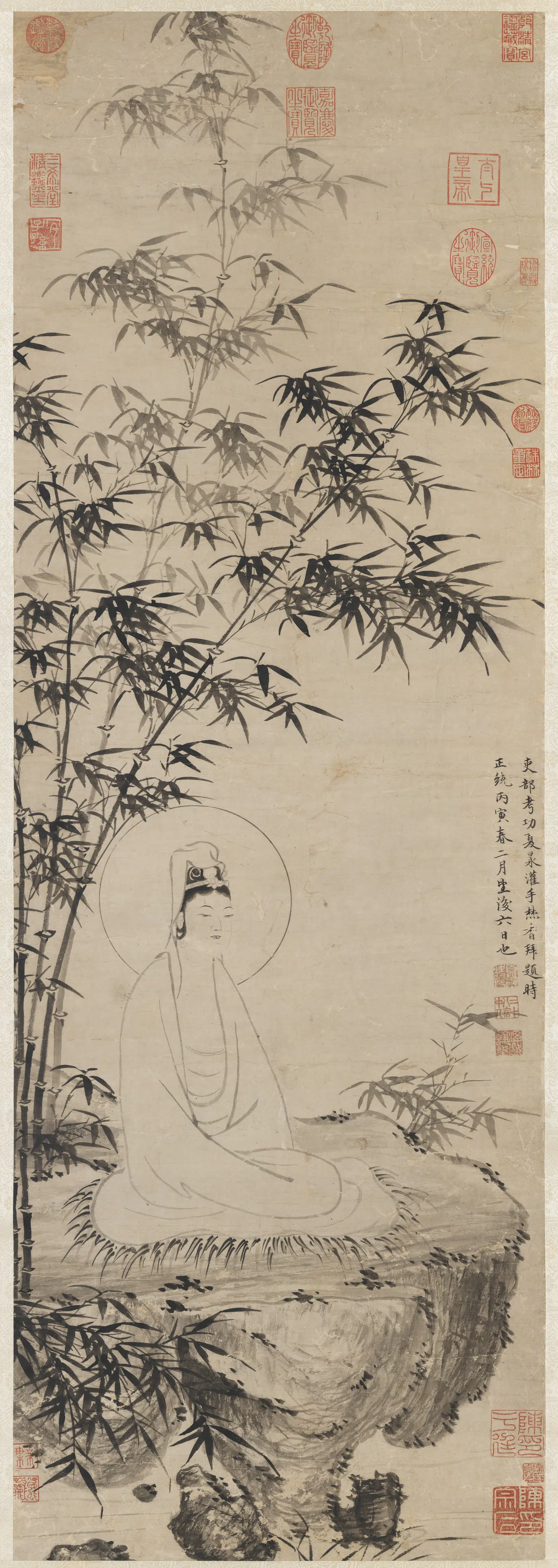 明朝【夏昶】《画竹林大士图轴》
