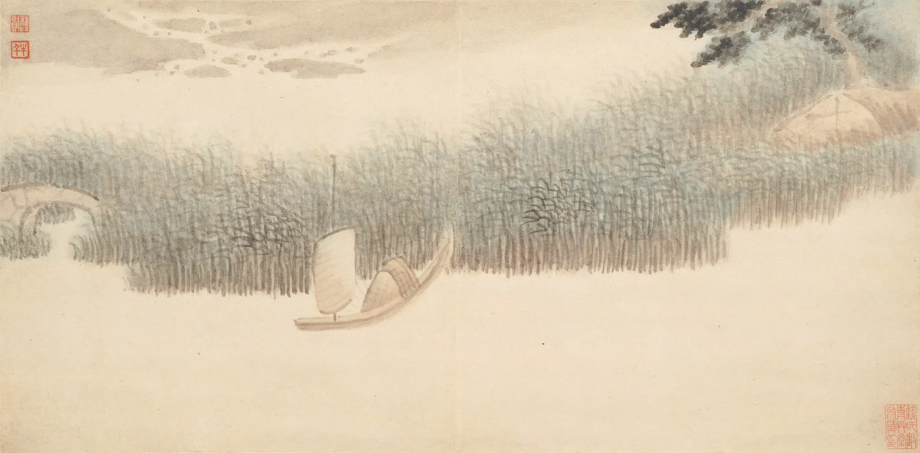 清代【龚贤】《山水八段图卷》 第4张 清代【龚贤】《山水八段图卷》 第4张