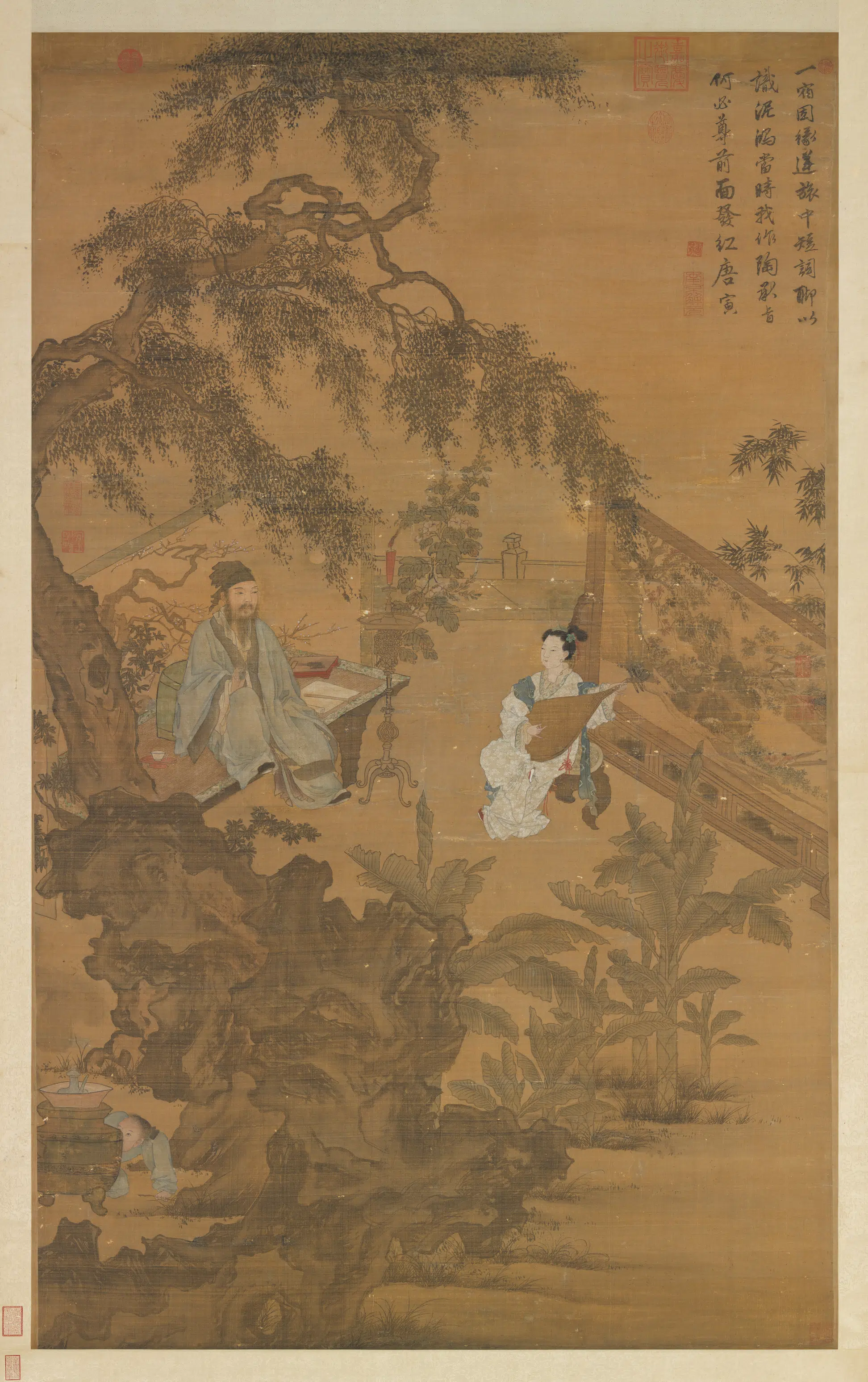 明朝【唐寅】《陶谷（穀）赠词图轴》